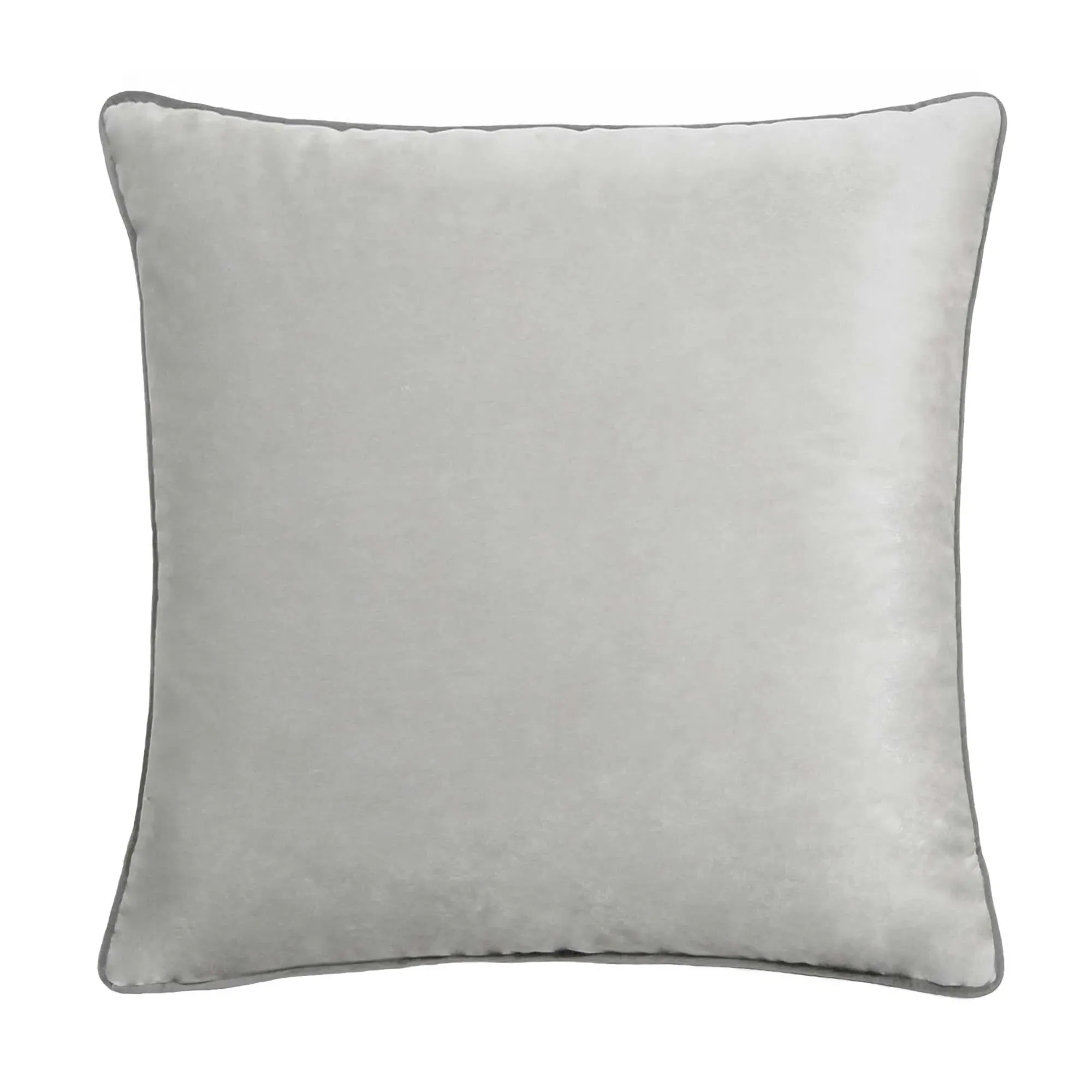 Silver Grey Square Piped Cushion - Silver, Polyester