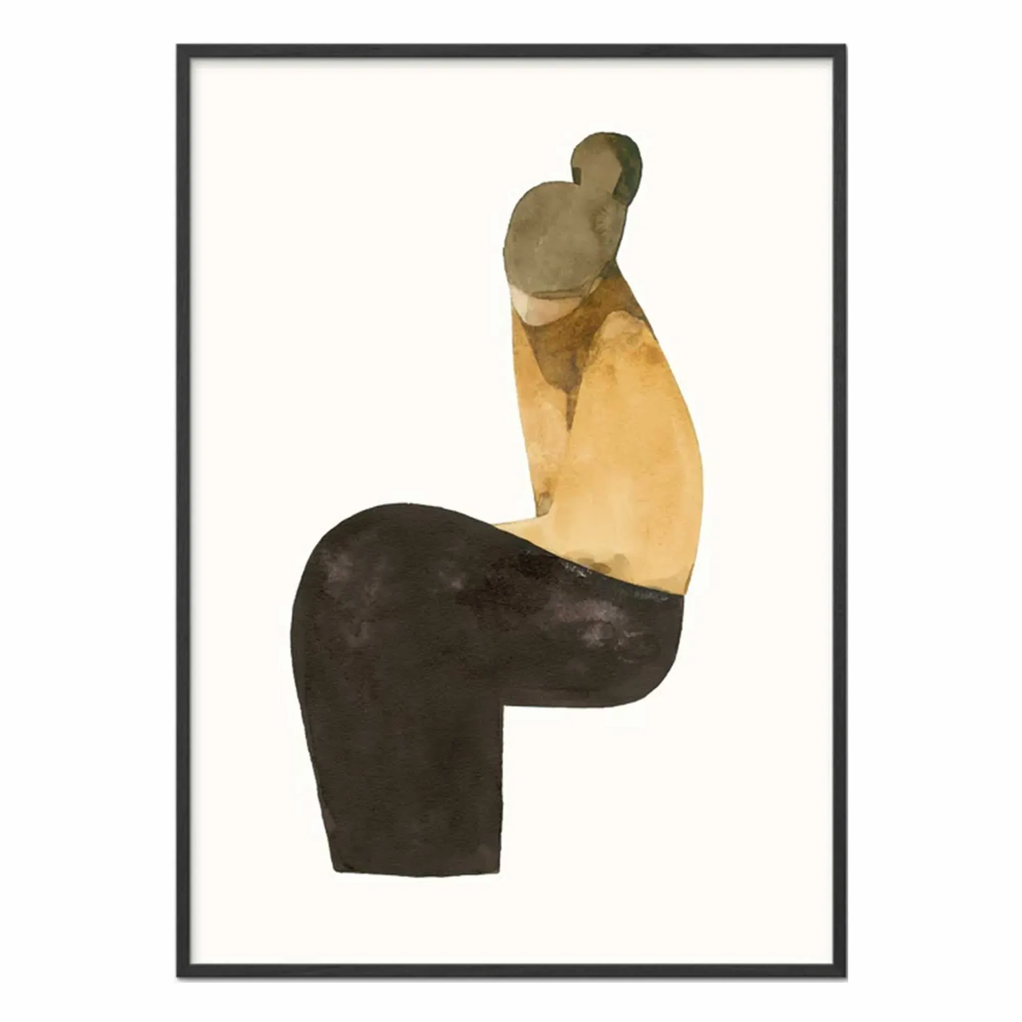 Sitting Woman XV Square Framed Print - Wood product