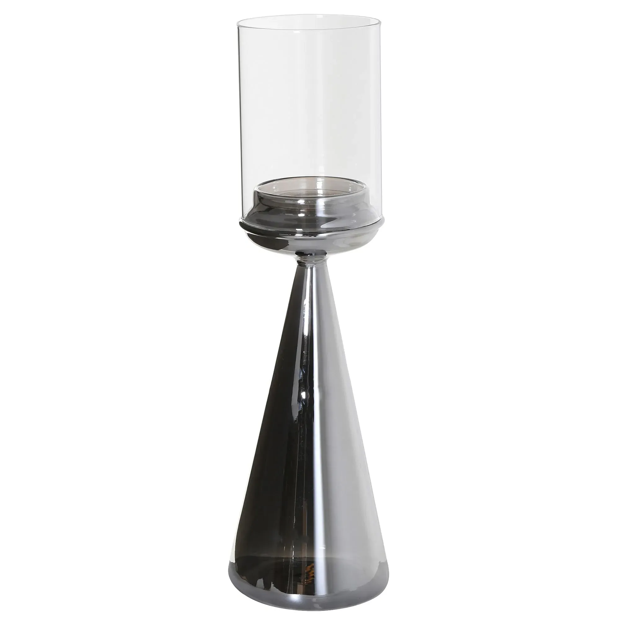 Smoke Glass Candleholder - Silver image