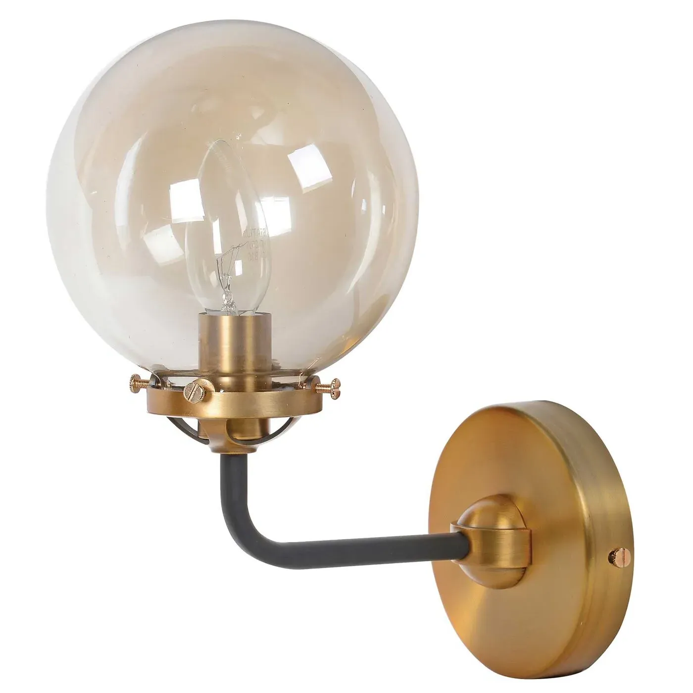 Smoked Ball Wall Light - Silver, Metal image