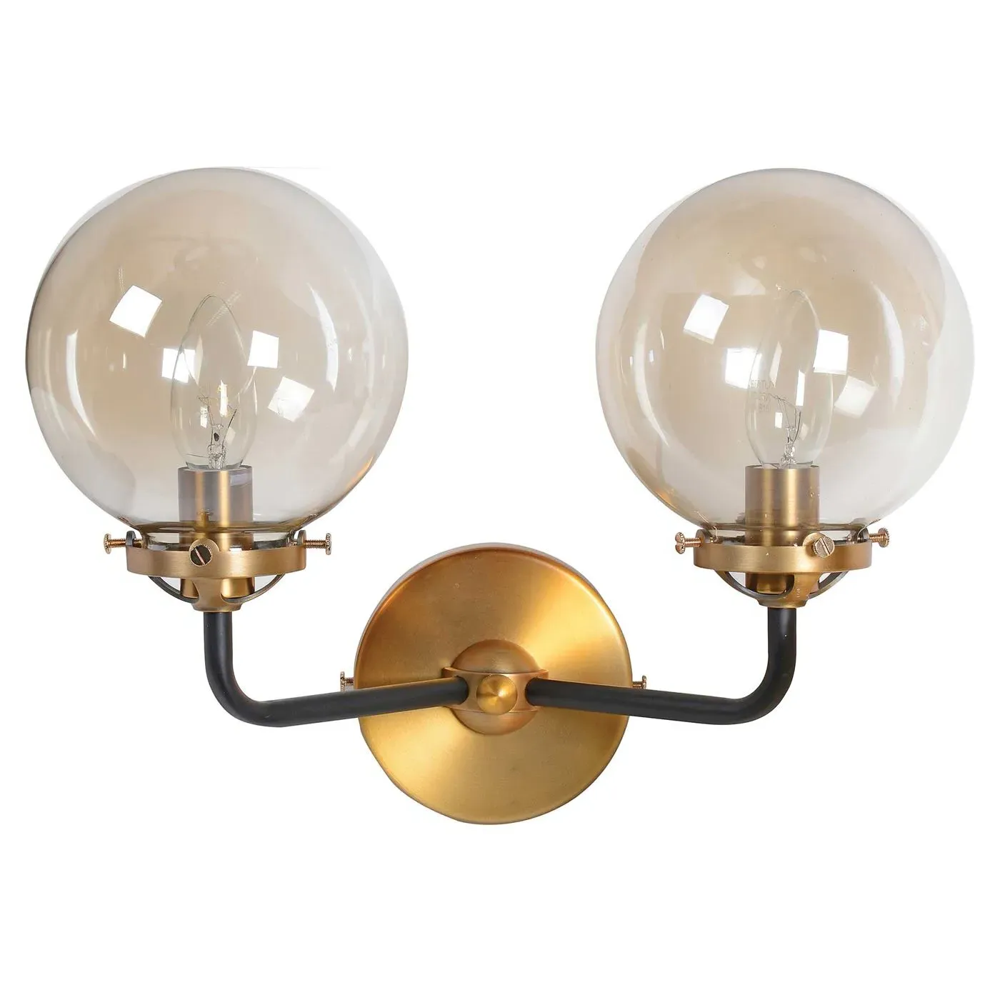 Smoked Double Ball Wall Light - Smoke, Metal