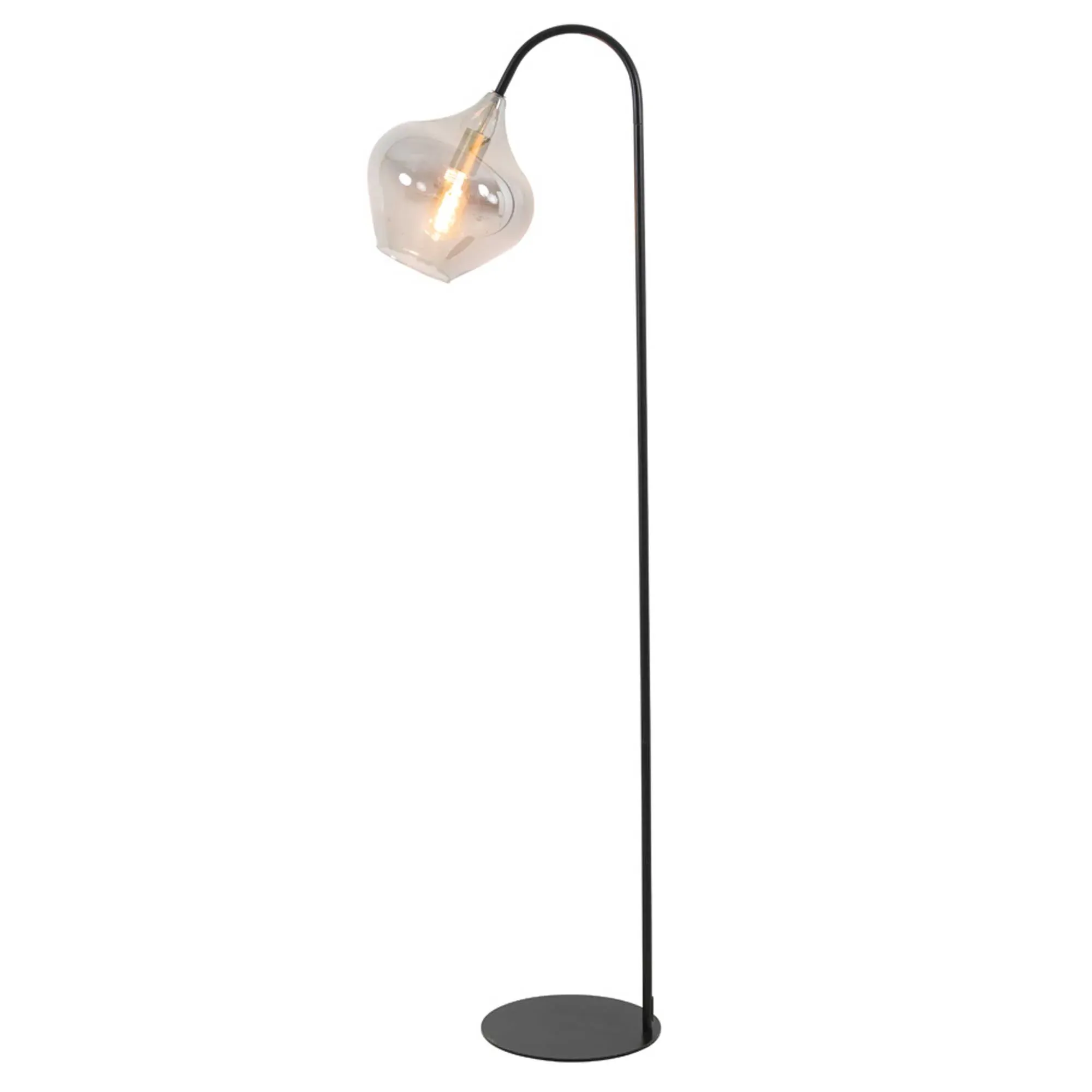 Smoked Drop Glass Lamp - Black, Metal