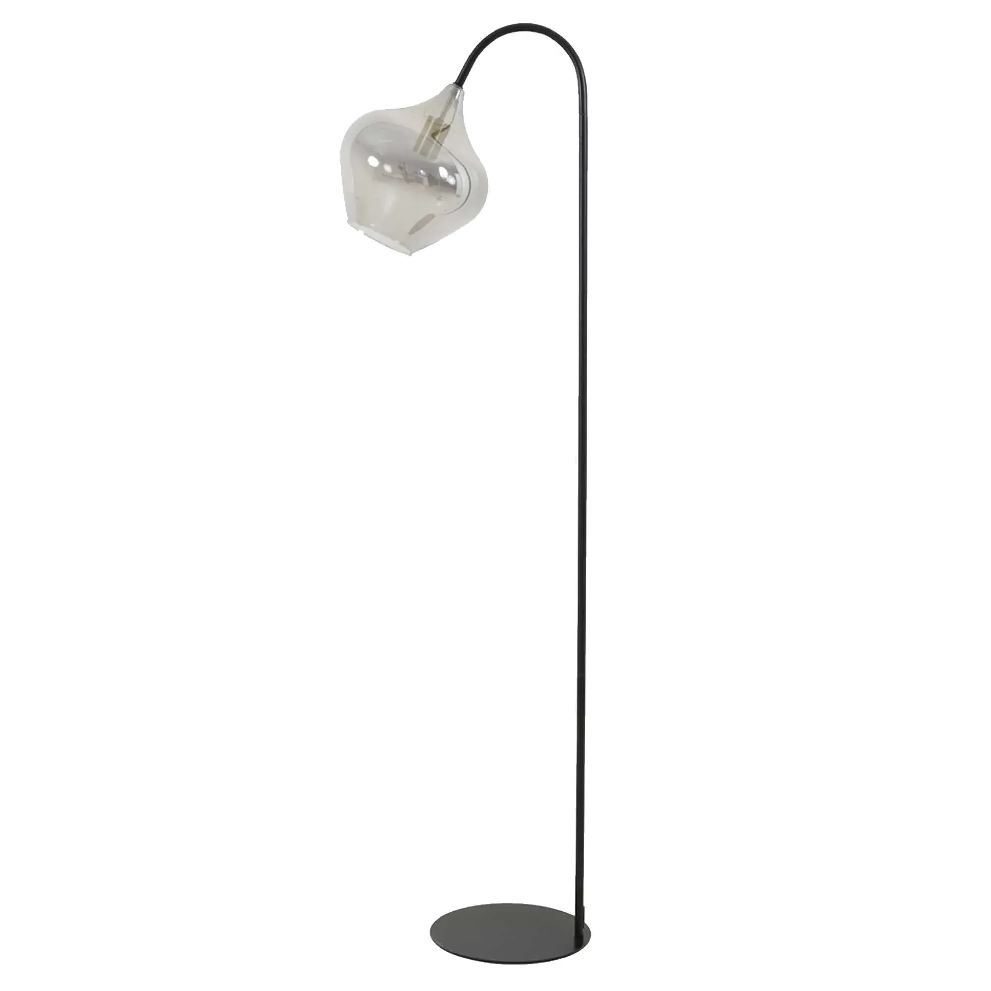 Smoked Drop Glass Lamp - Black, Metal image