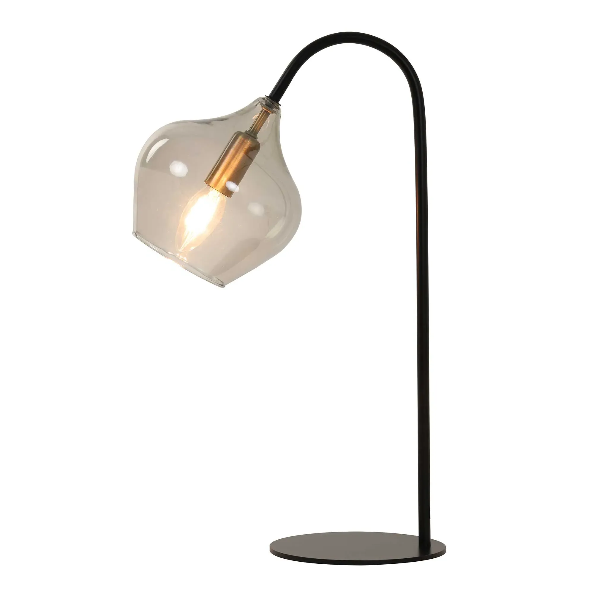 Smoked Glass Table Lamp - Black, Metal