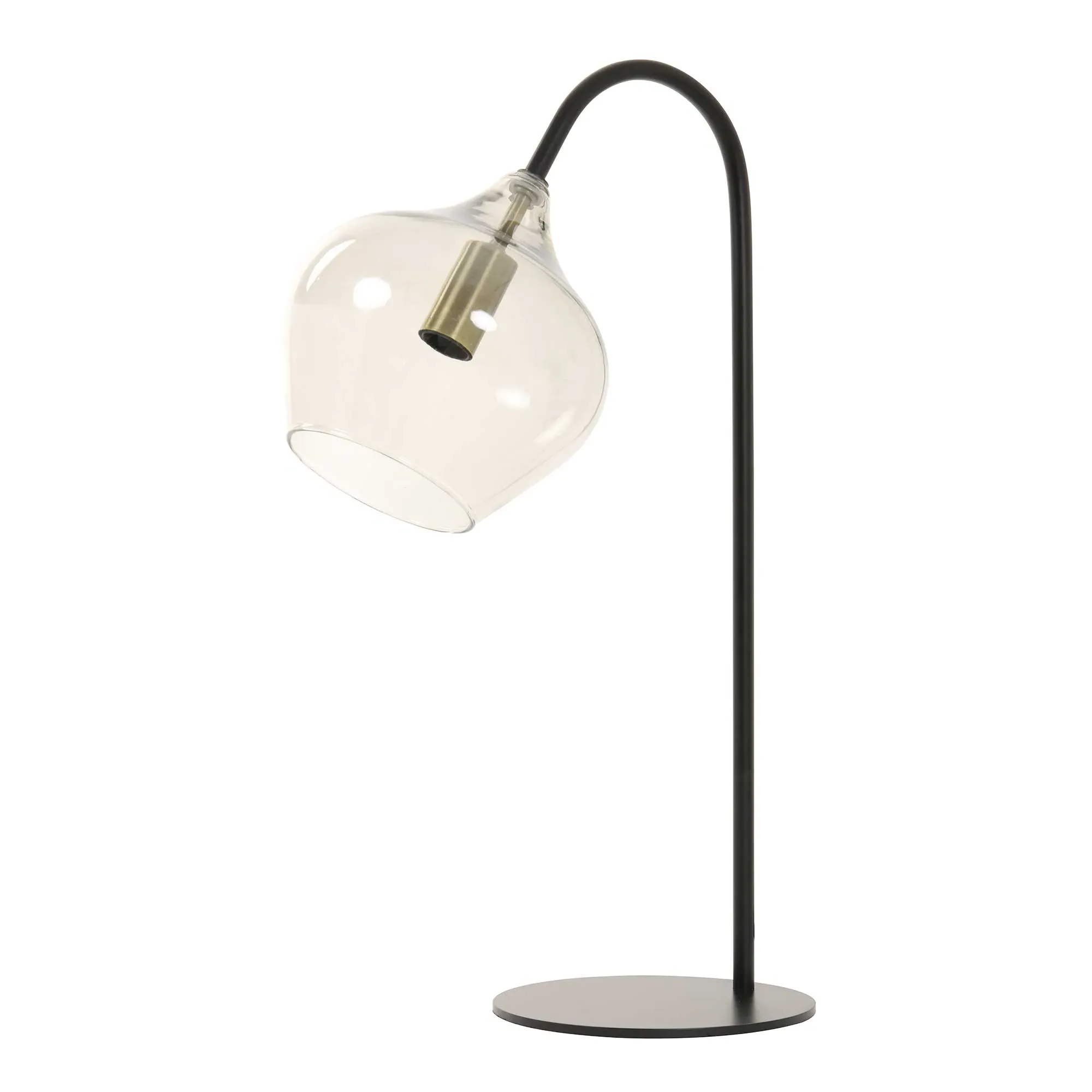 Smoked Glass Table Lamp - Black, Metal