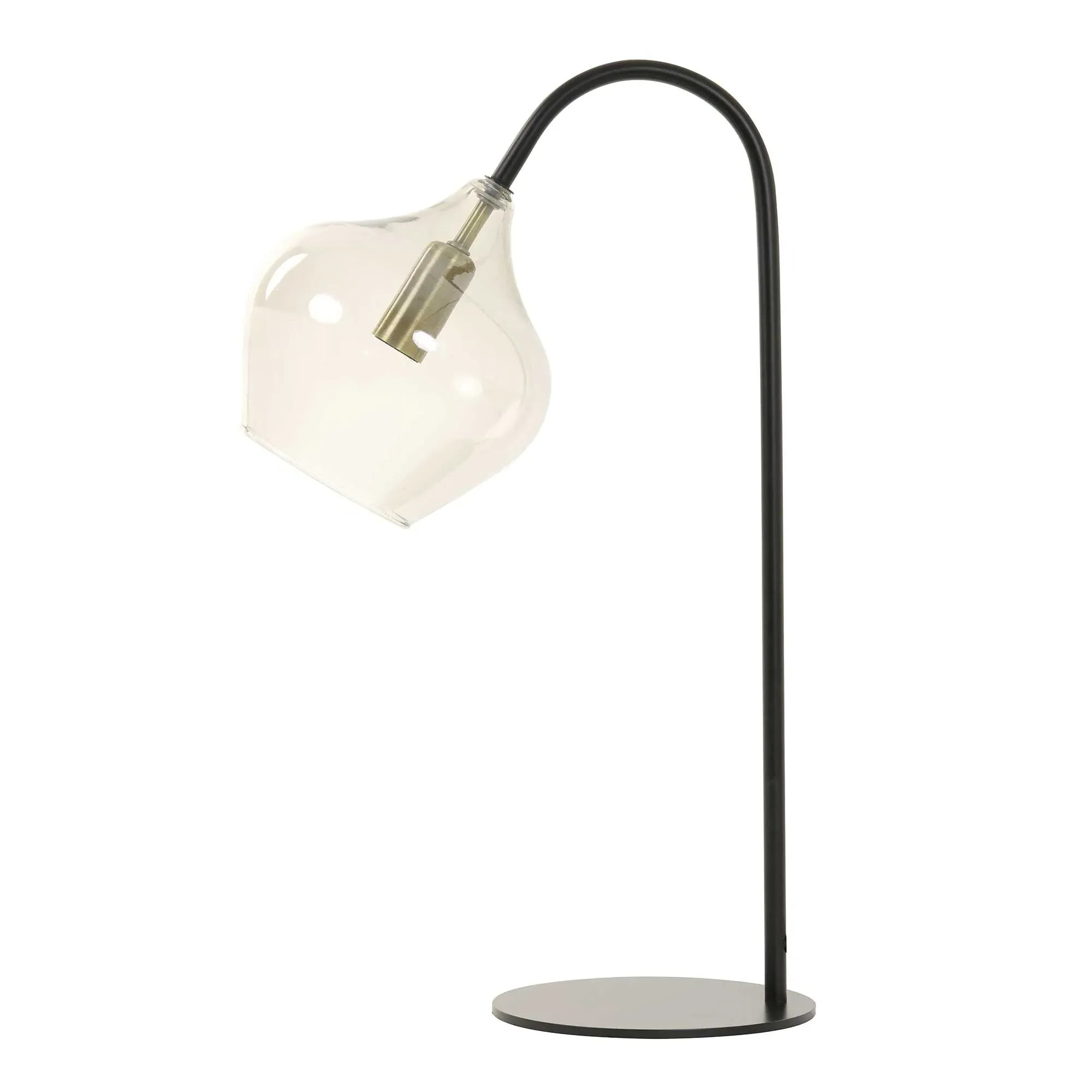 Smoked Glass Table Lamp - Black, Metal