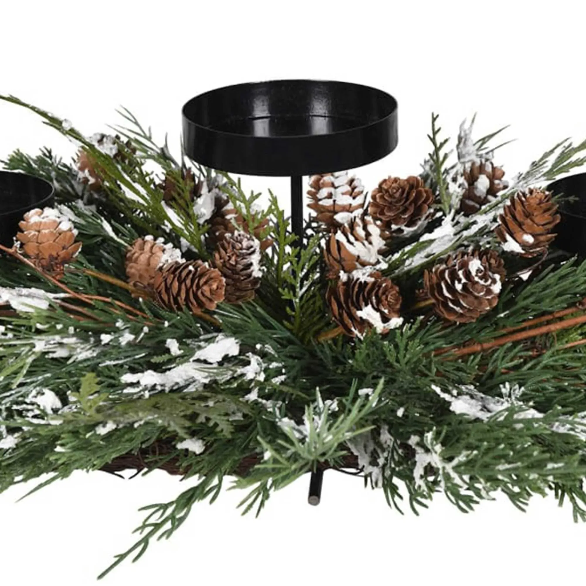 Snowy Pinecone Candle Centrepiece - Green