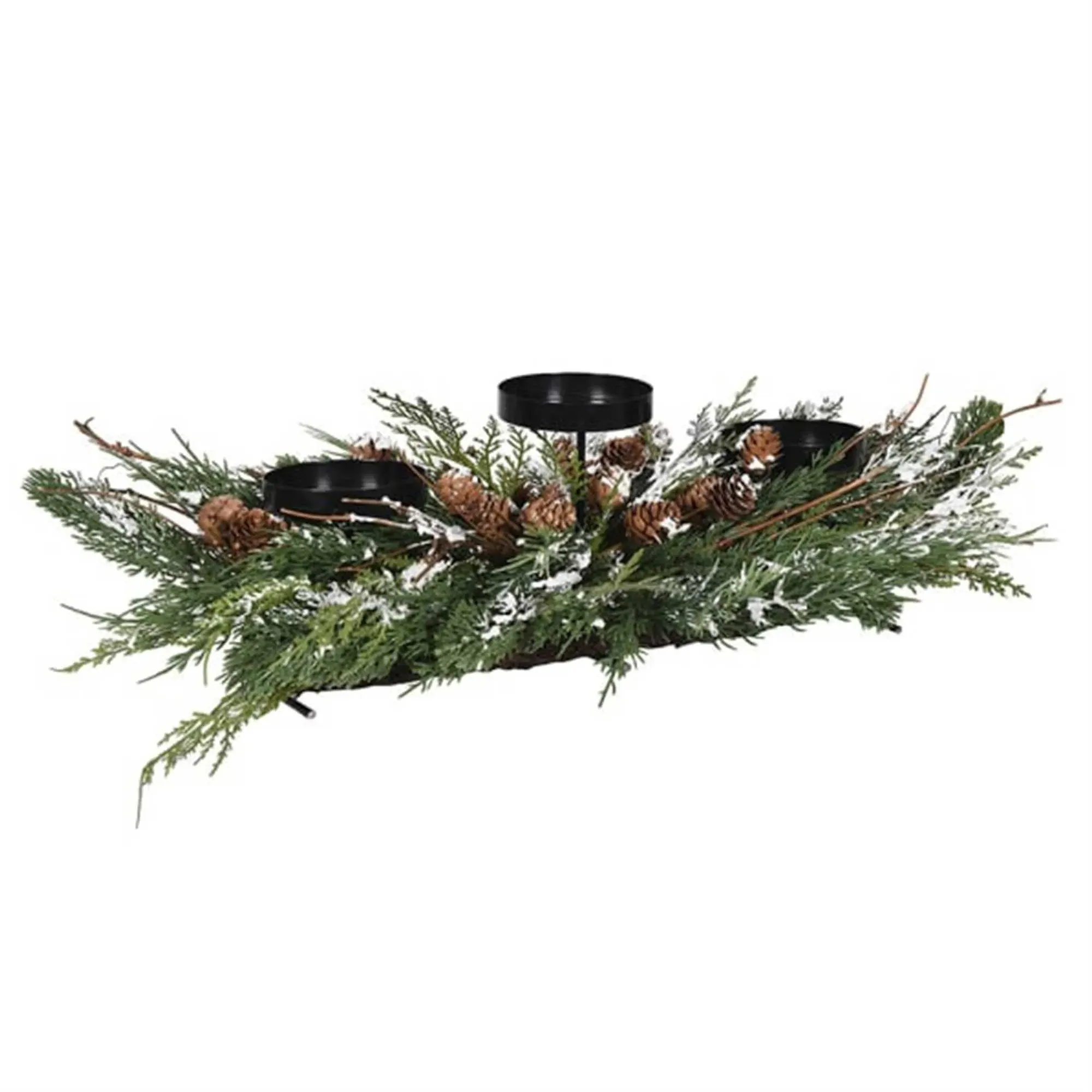 Snowy Pinecone Candle Centrepiece - Green