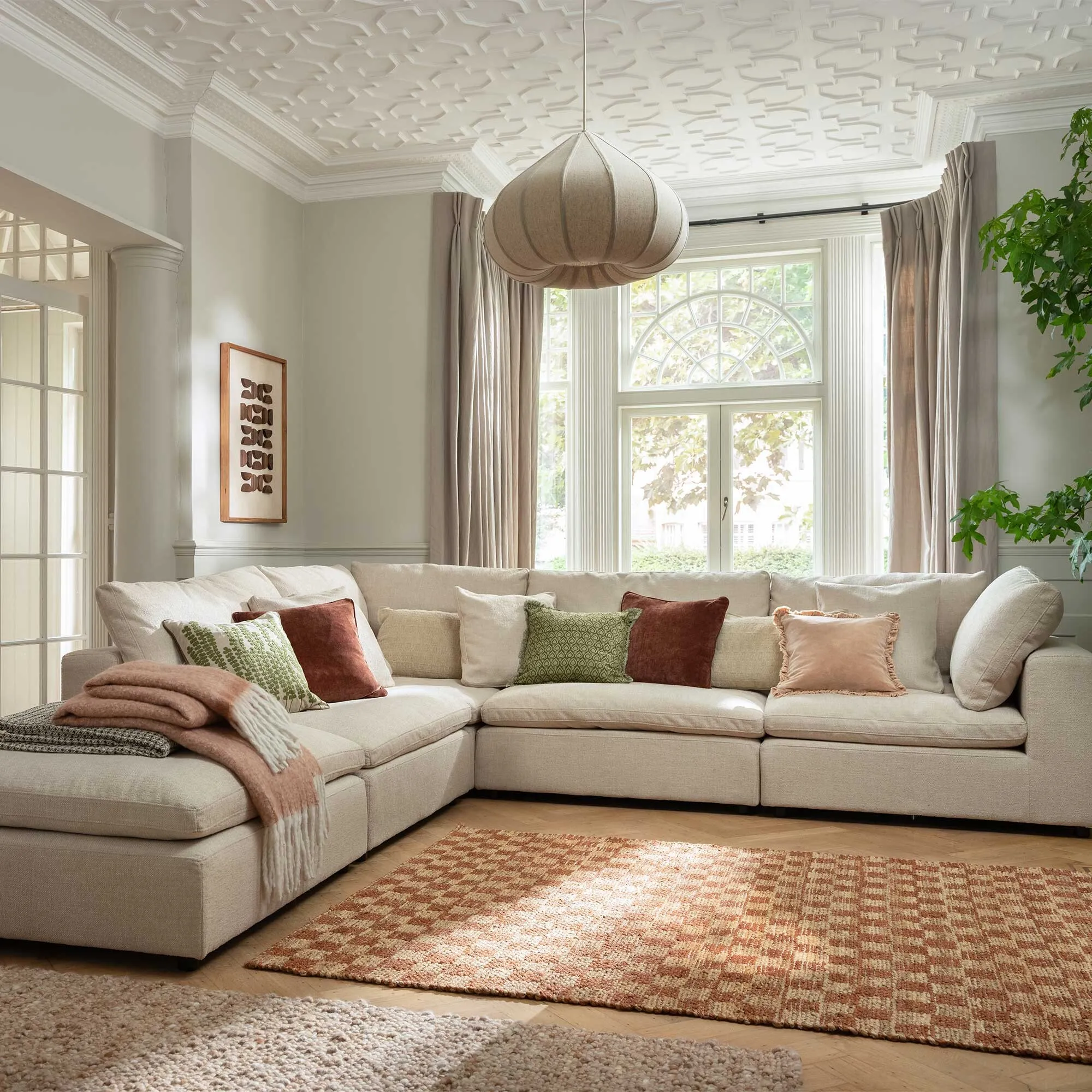 Solace Corner Modular Sofa Set with Ottoman - Neutral