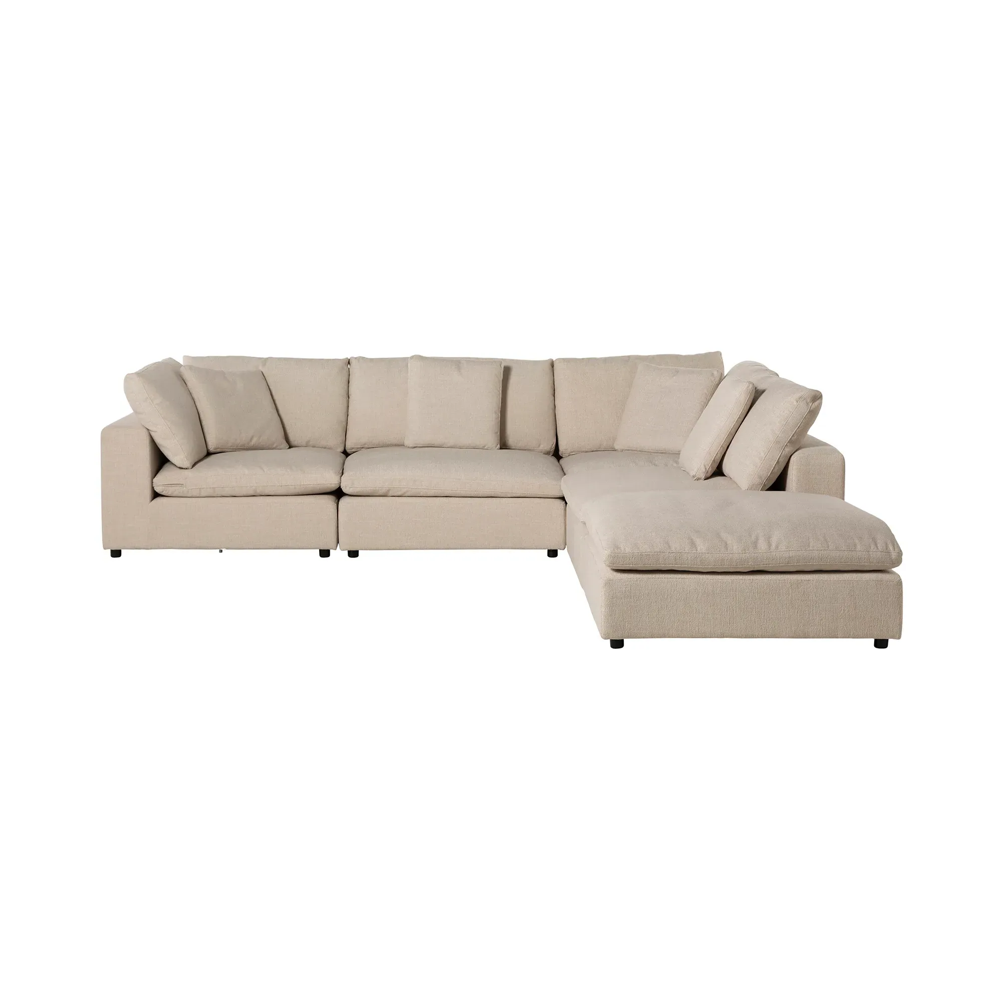 Solace Corner Modular Sofa Set with Ottoman - Neutral