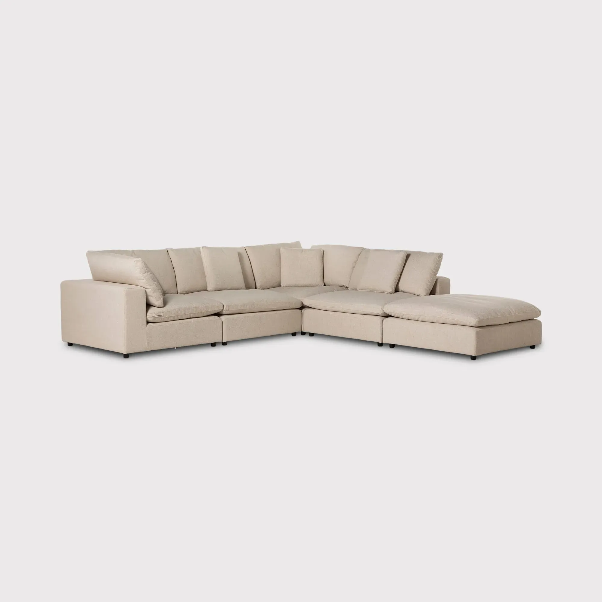 Solace Corner Modular Sofa Set with Ottoman - Neutral