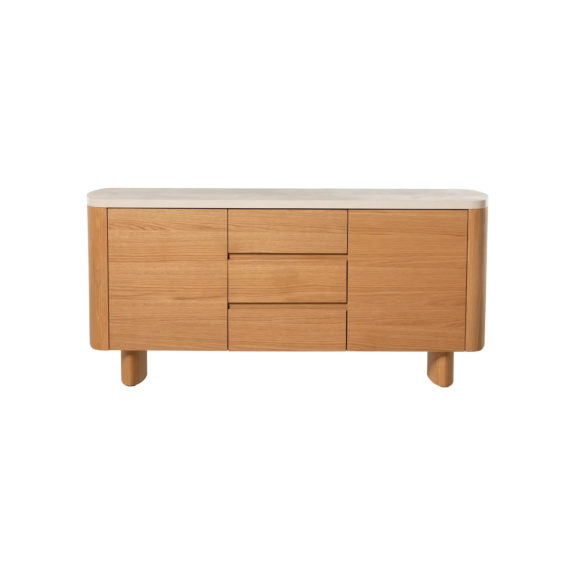 Soma Curved Sideboard - Neutral, Oak Veneer