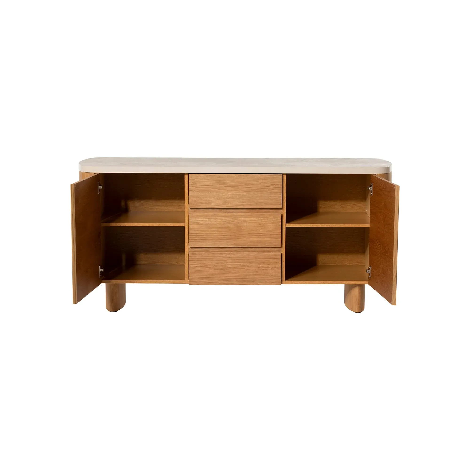 Soma Curved Sideboard - Neutral, Oak Veneer