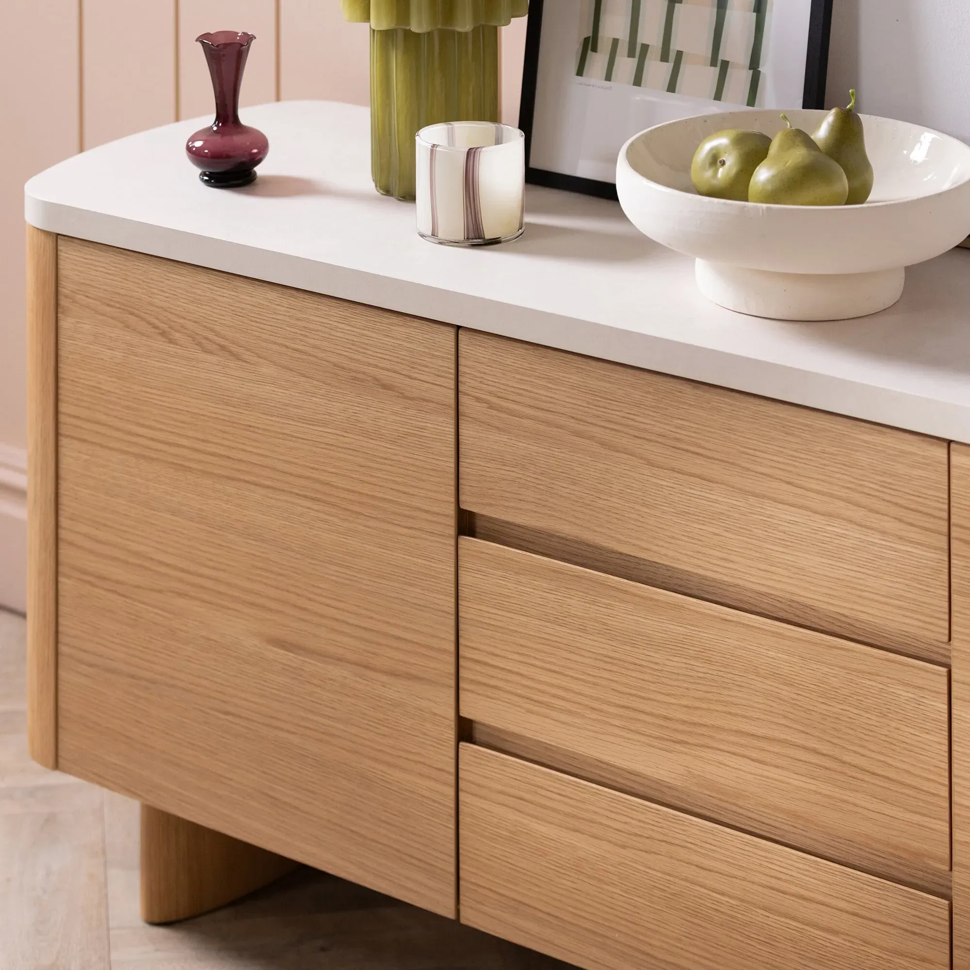 Soma Curved Sideboard - Neutral, Oak Veneer