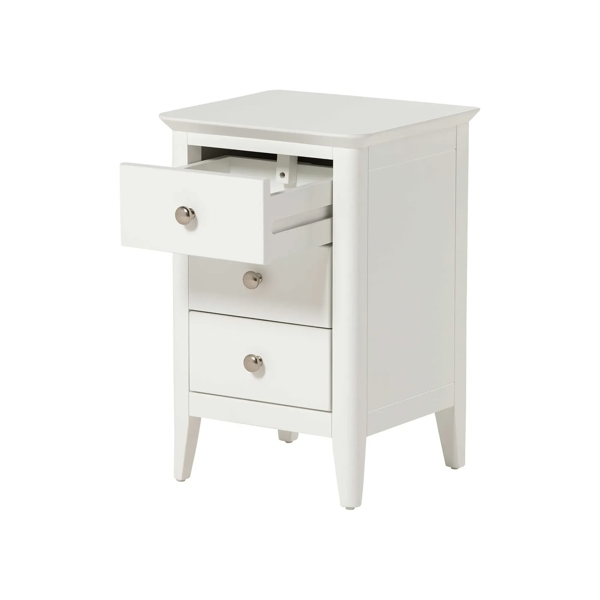 Springwell 3 Drawer Bedside Table - White, Wood