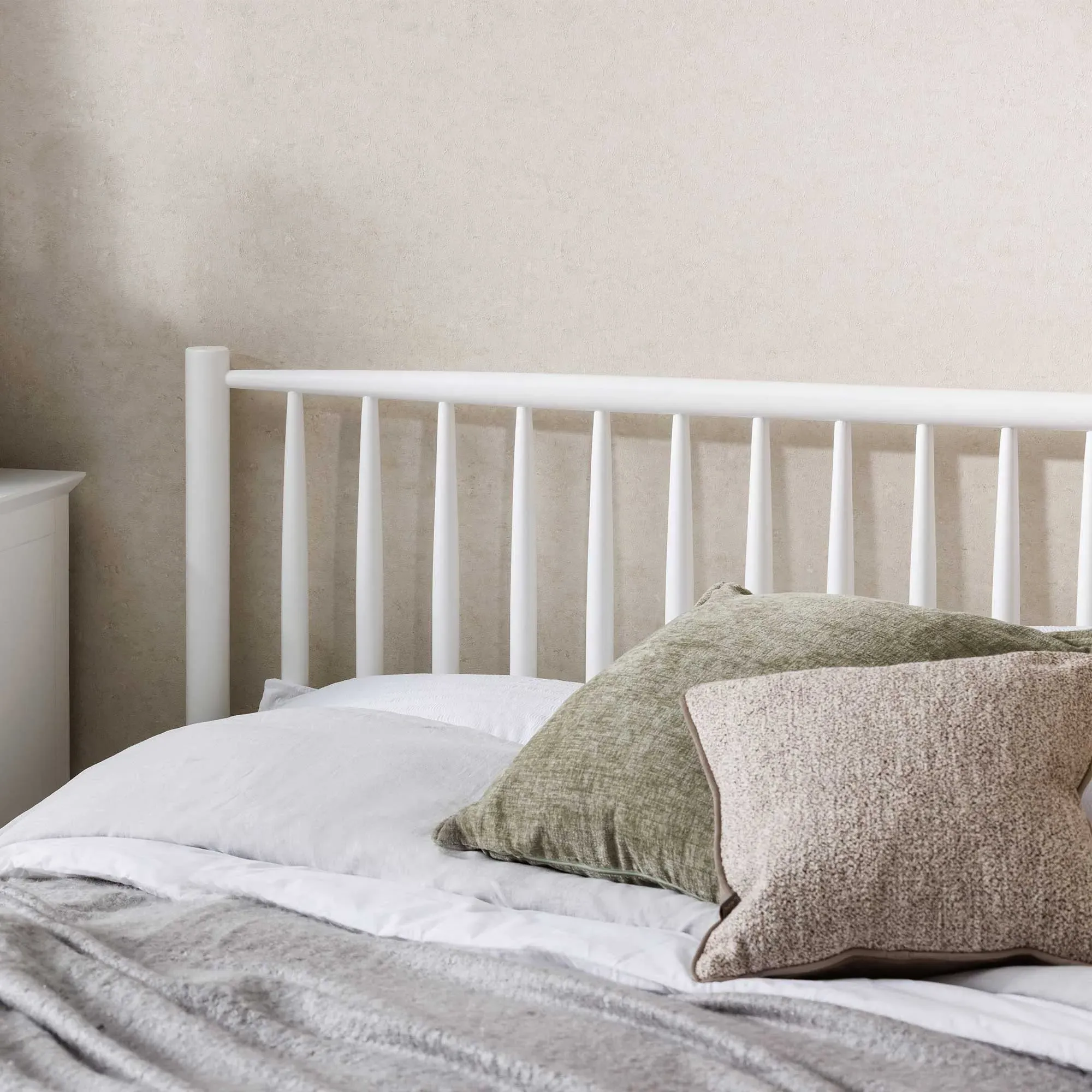 Springwell King Size Bed Frame - White, Acacia Wood