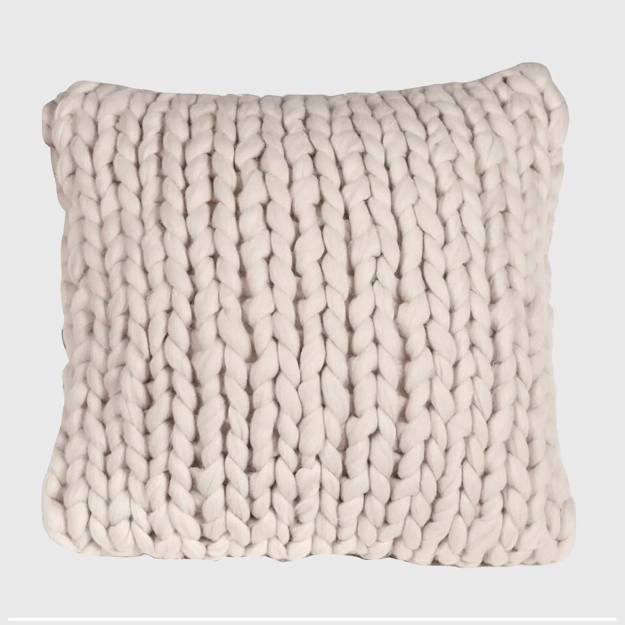 Square Chunky Knit Cushion - Neutral, Polyester image