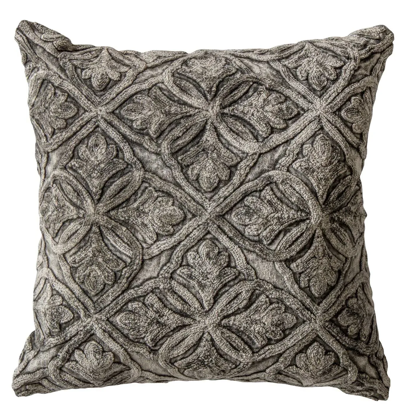 Square Patterned Cushion - Grey, Fabric image