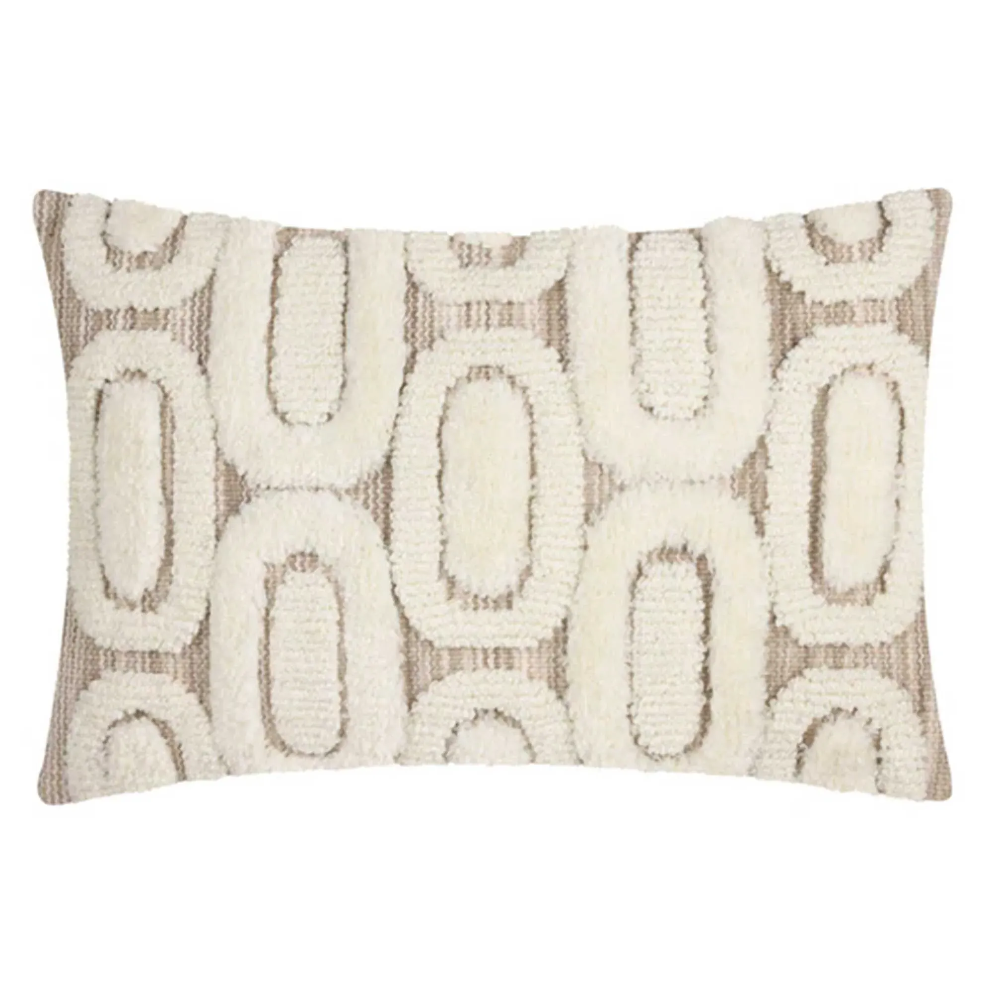 Square Patterned Cushion - Neutral, Polyester