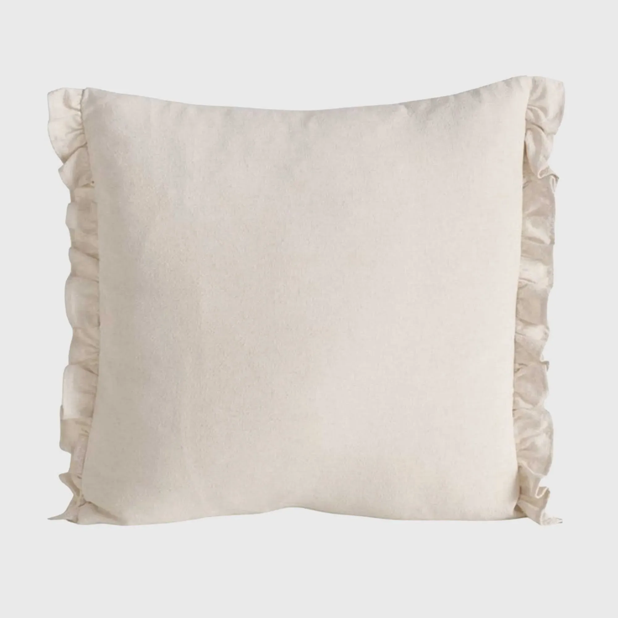 Square Ruffle Cushion - Natural, Linen image