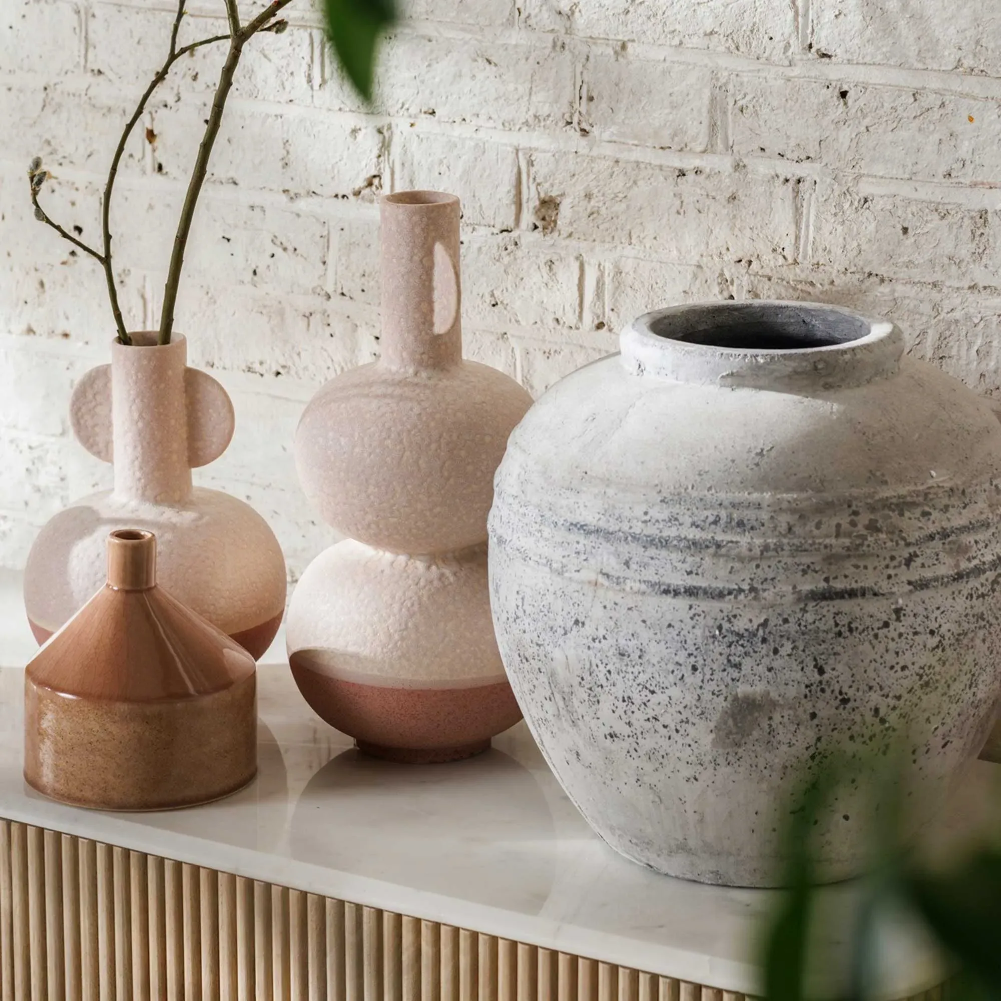 Stone Effect Round Vase - Ceramic