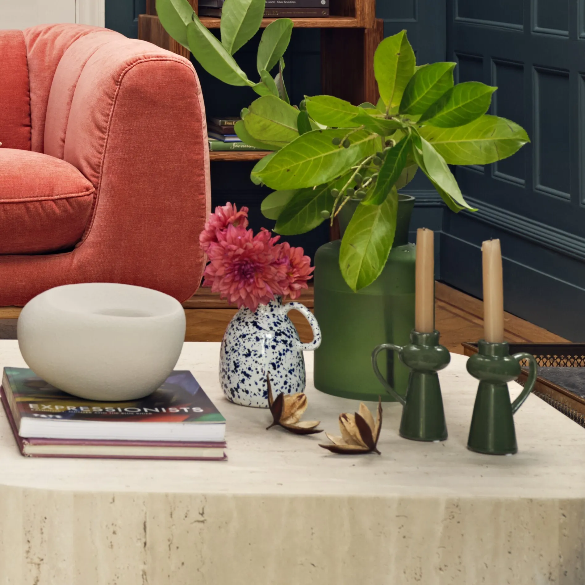 Stoneware Candle Holder - Green