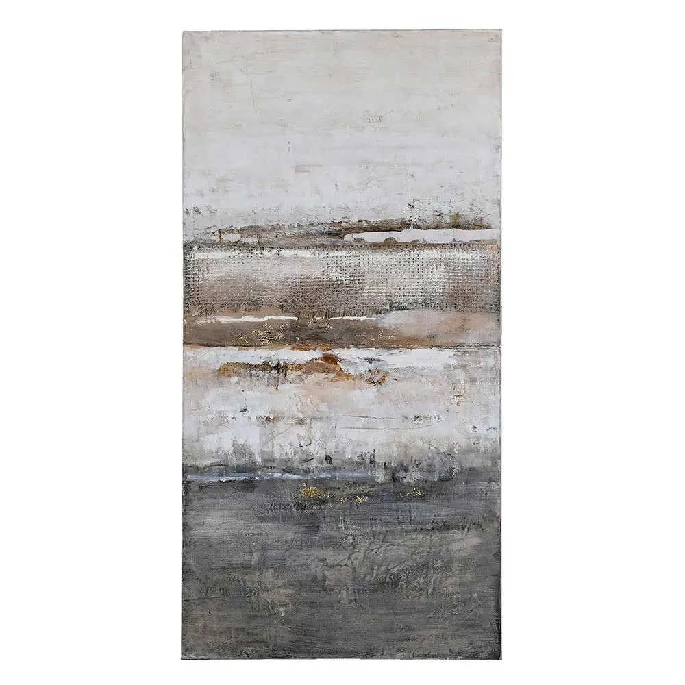 Stormy Shores Square Canvas Print - White, Canvas, Pine
