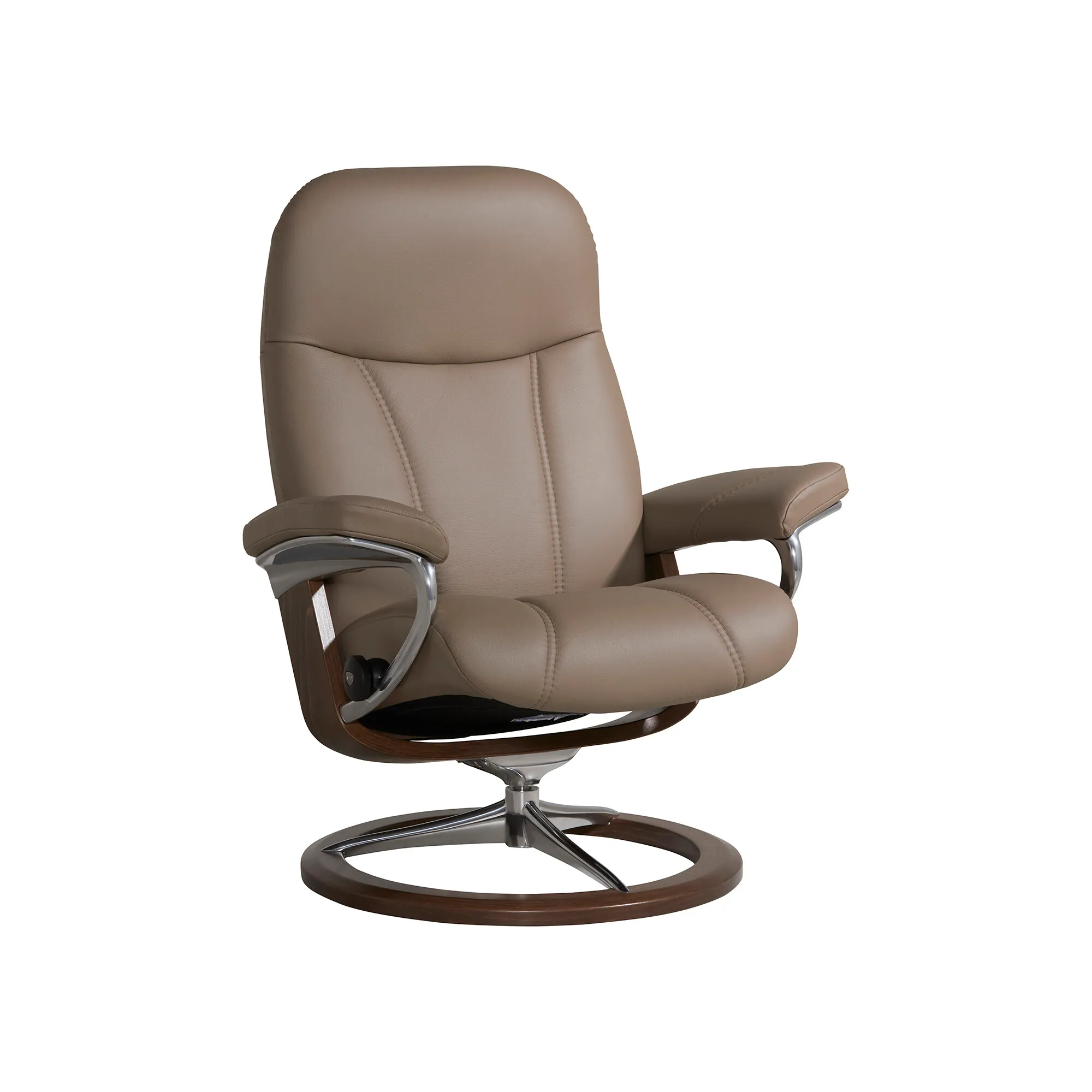 Stressless Consul Large Recliner Chair & Stool - Brown, Leather