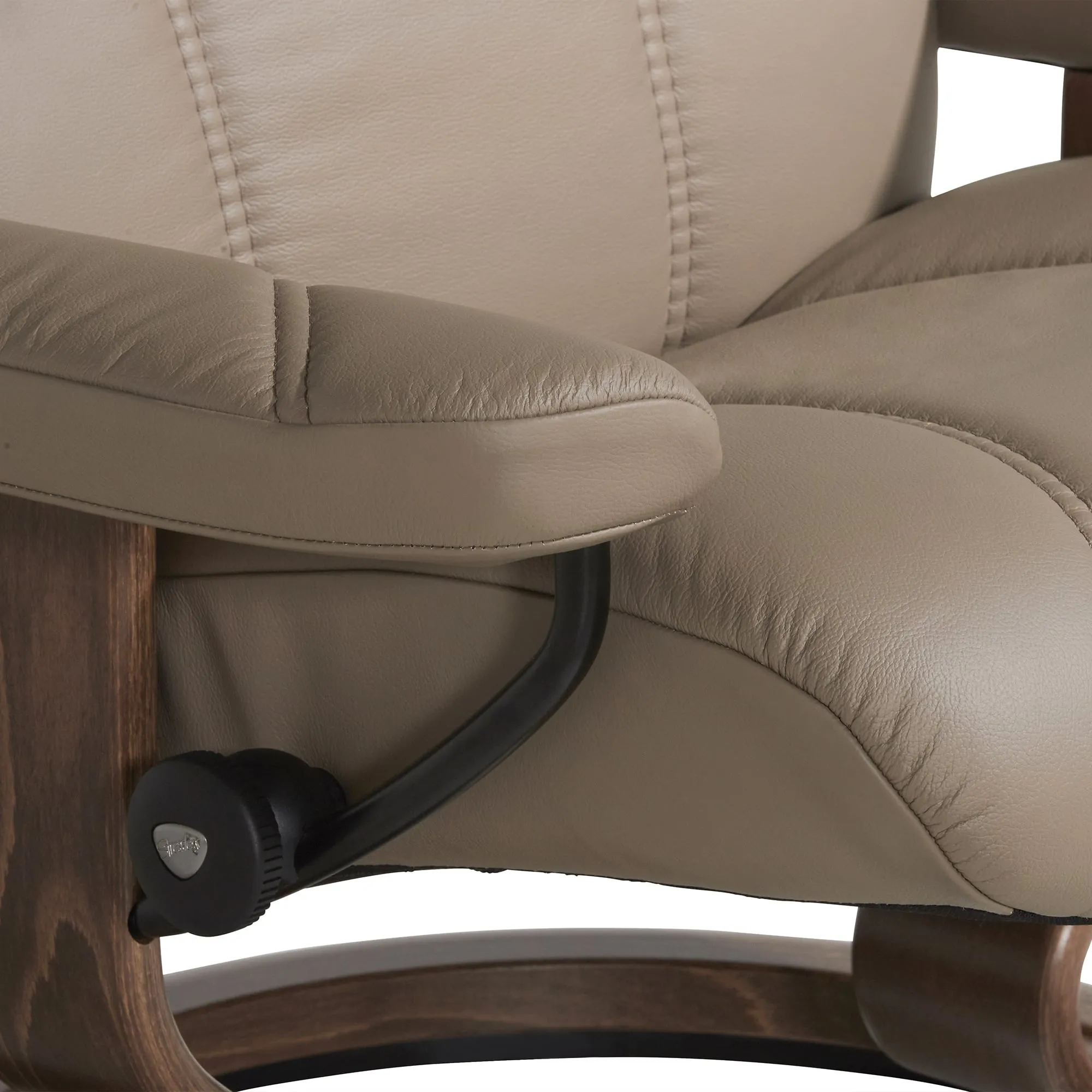 Stressless Consul Large Recliner Chair & Stool - Brown, Leather