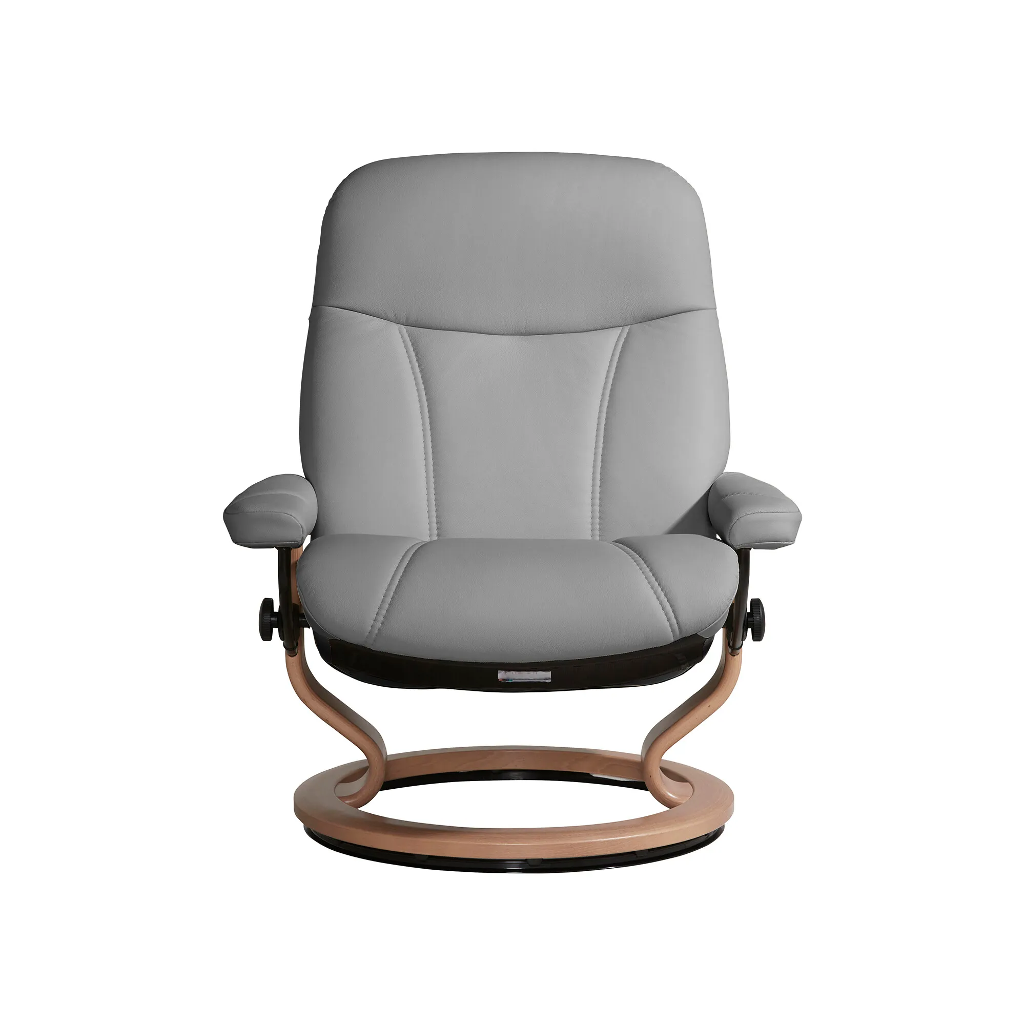 Stressless Consul Large Recliner Chair & Stool - Grey, Leather