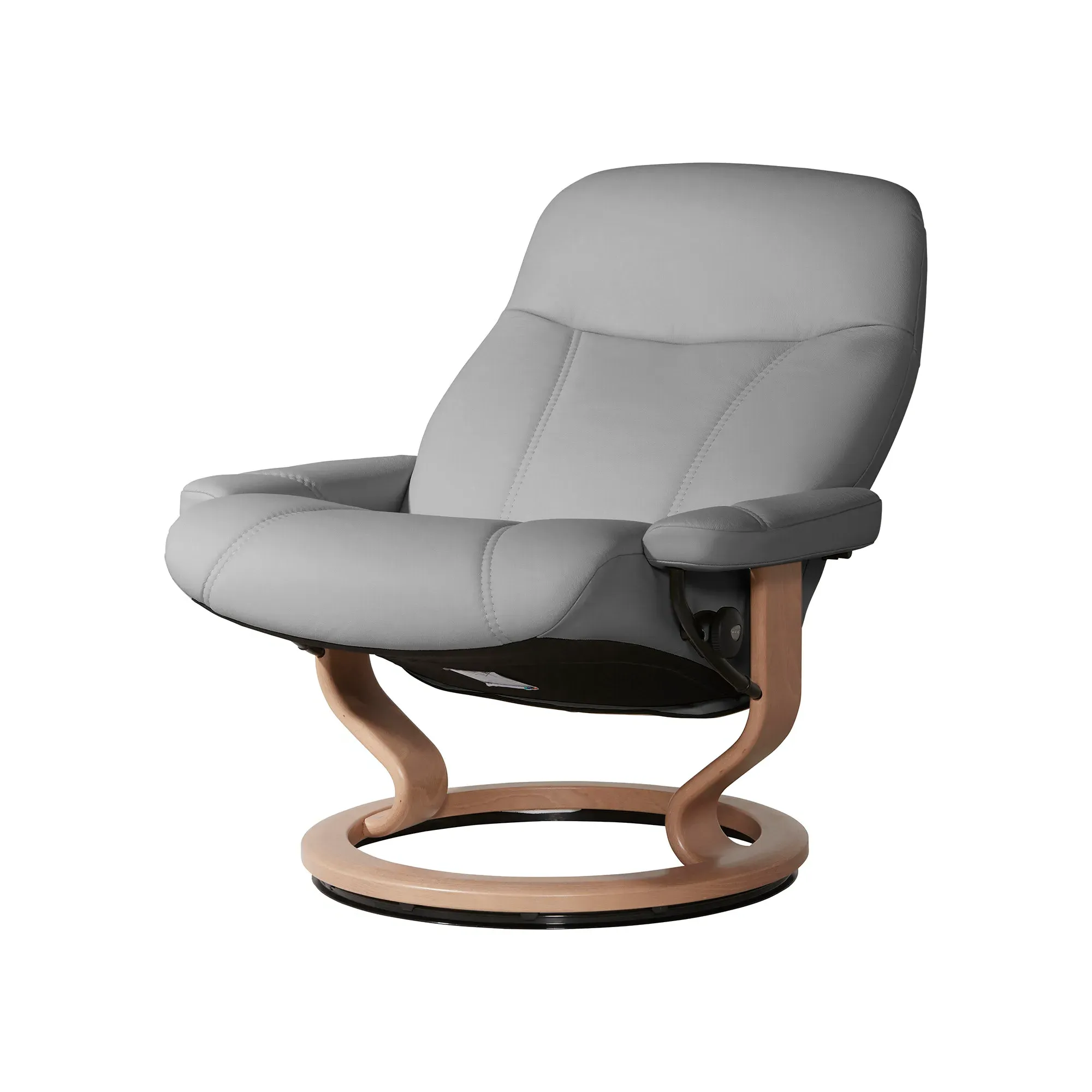 Stressless Consul Large Recliner Chair & Stool - Grey, Leather