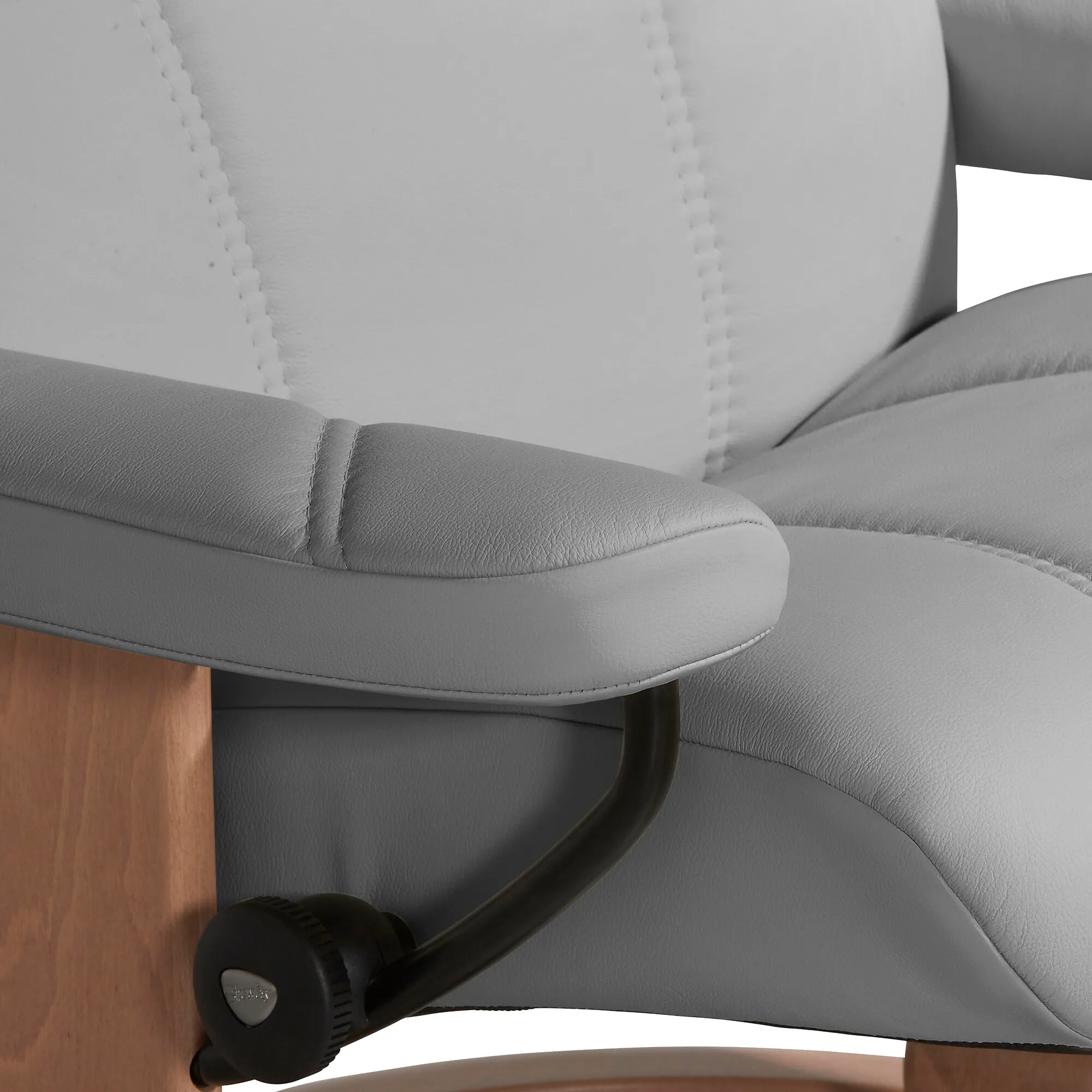 Stressless Consul Large Recliner Chair & Stool - Grey, Leather