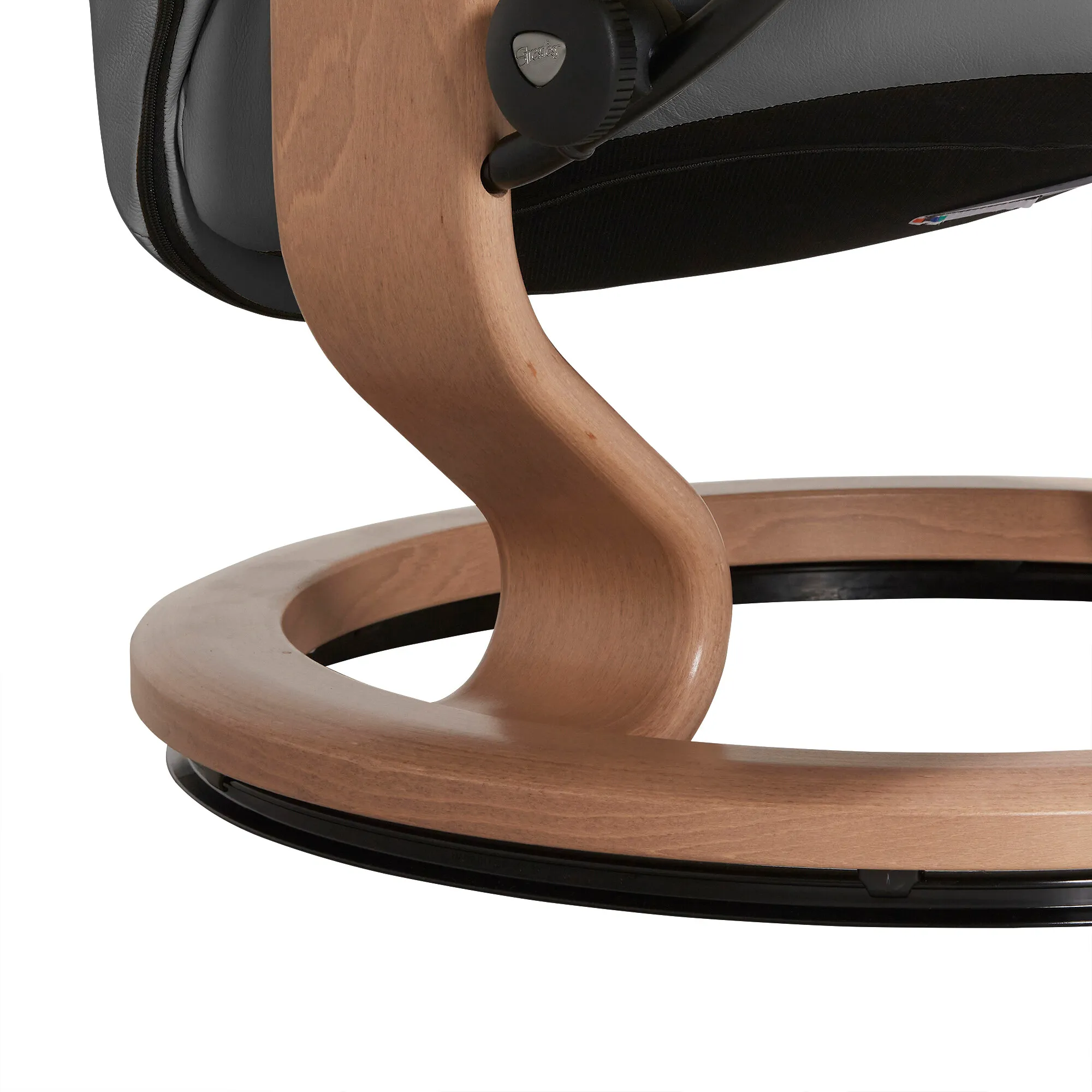 Stressless Consul Large Recliner Chair & Stool - Grey, Leather