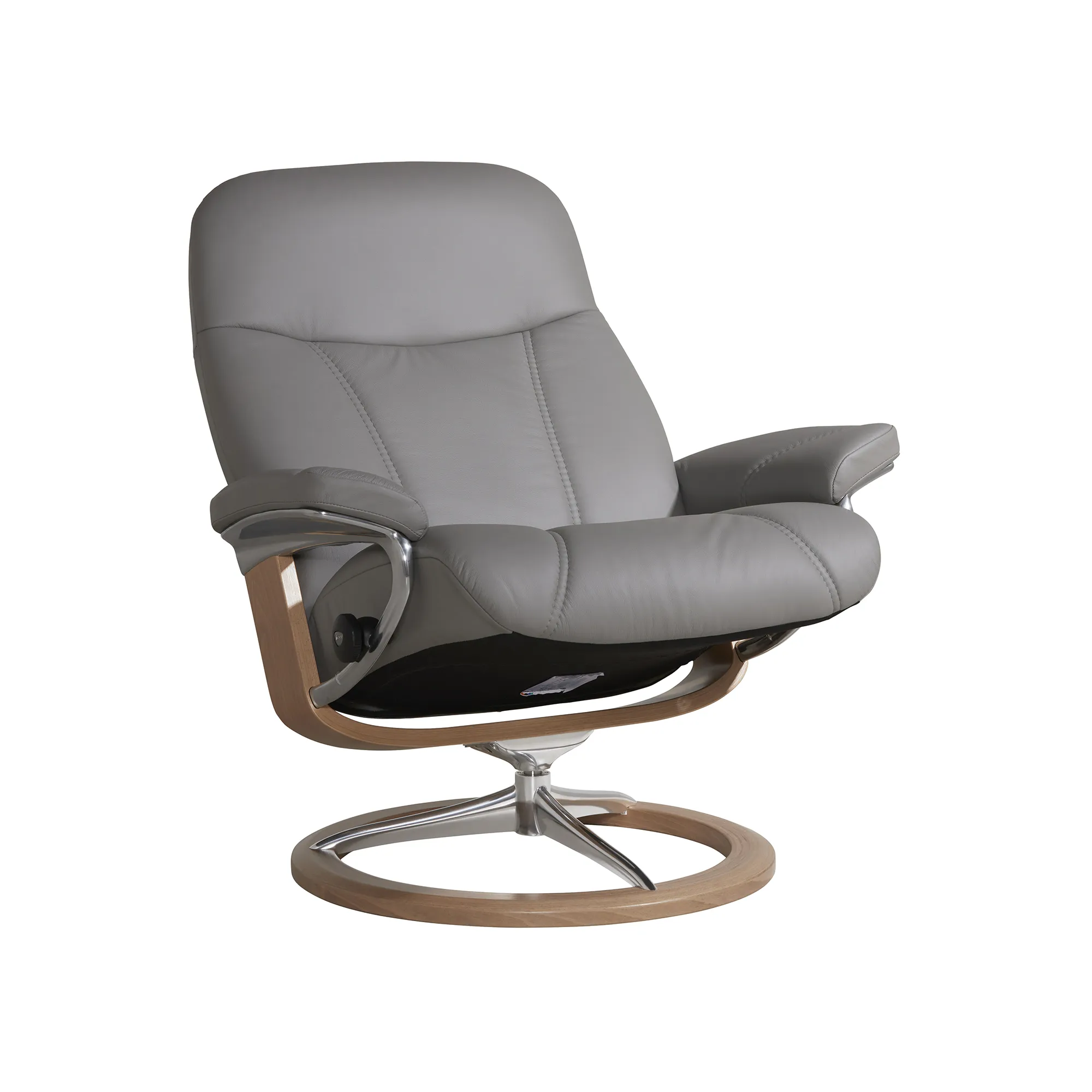 Stressless Consul Large Recliner Chair & Stool - Grey, Leather