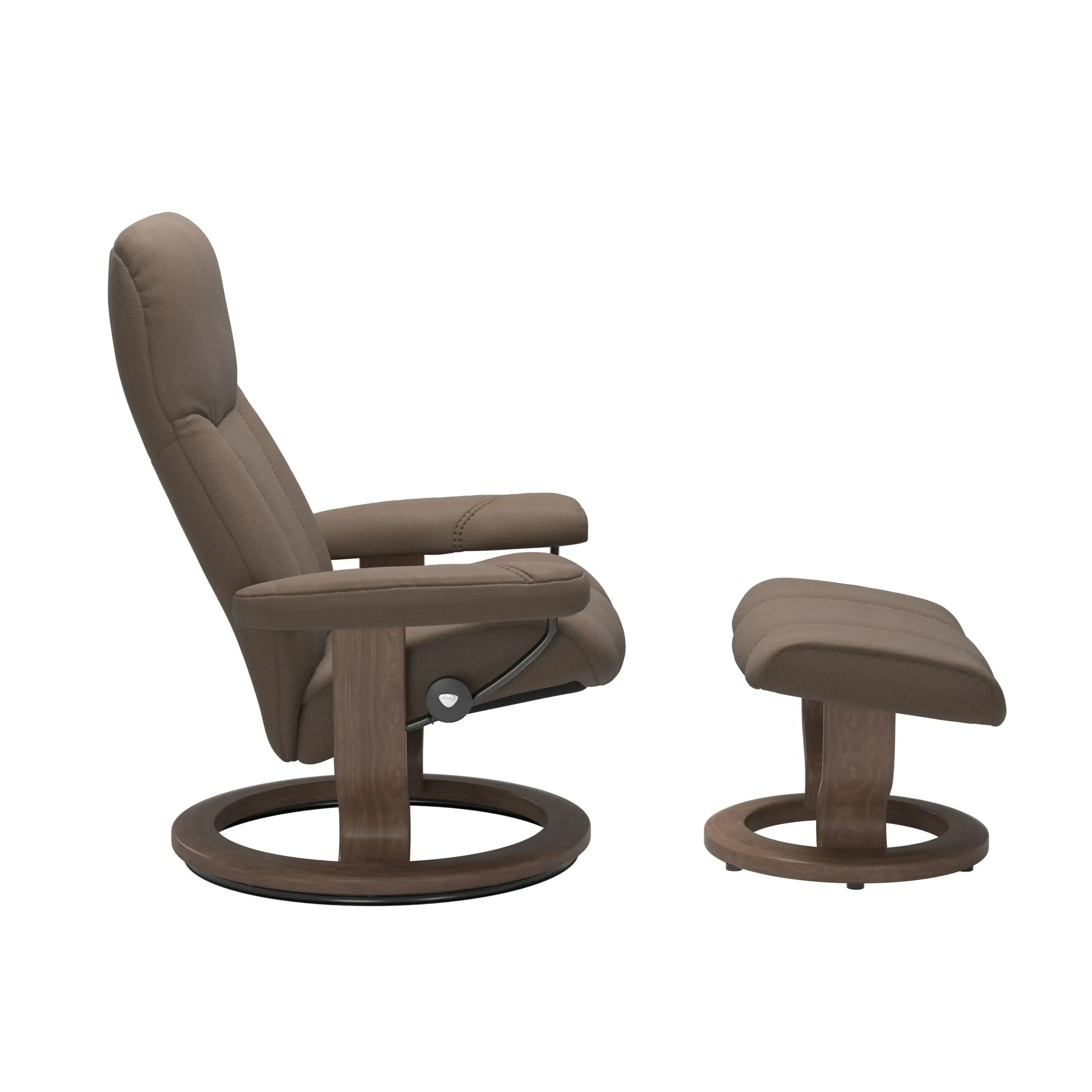 Stressless Consul Small Recliner Chair & Footstool - Brown