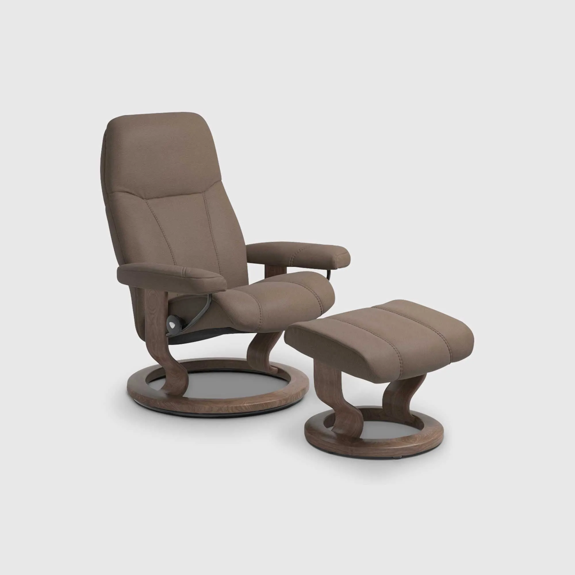 Stressless Consul Small Recliner Chair & Footstool - Brown