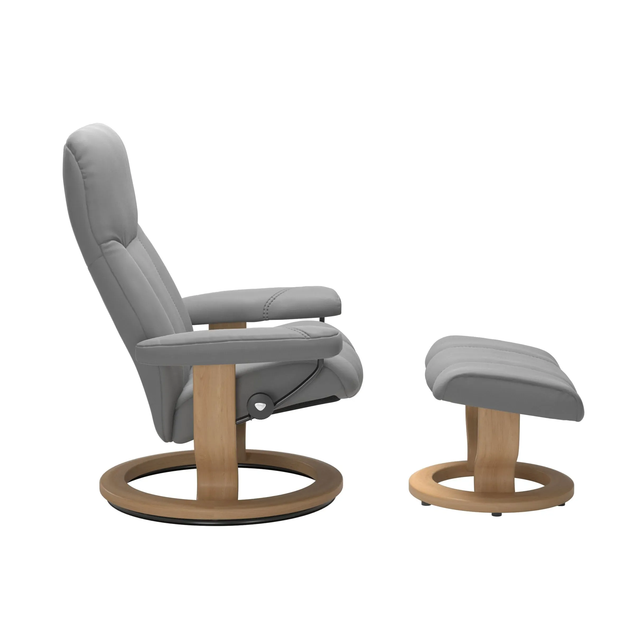 Stressless Consul Small Recliner Chair & Footstool - Grey