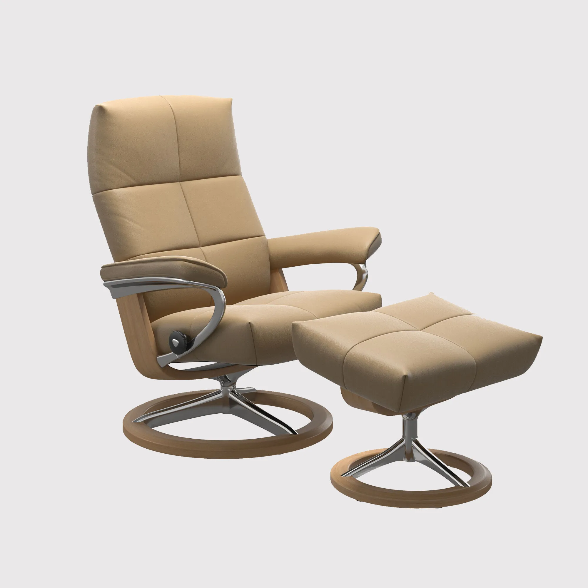 Stressless David Small Signature Recliner Chair & Footstool - Leather