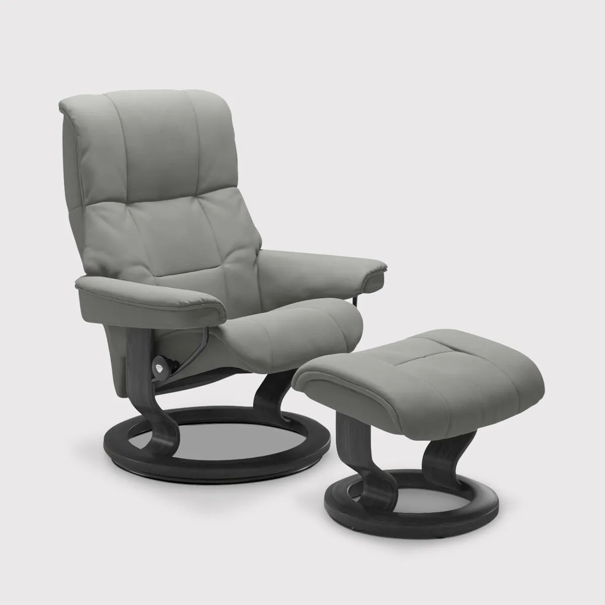 Stressless Mayfair Medium Recliner Chair & Footstool - Grey, Leather