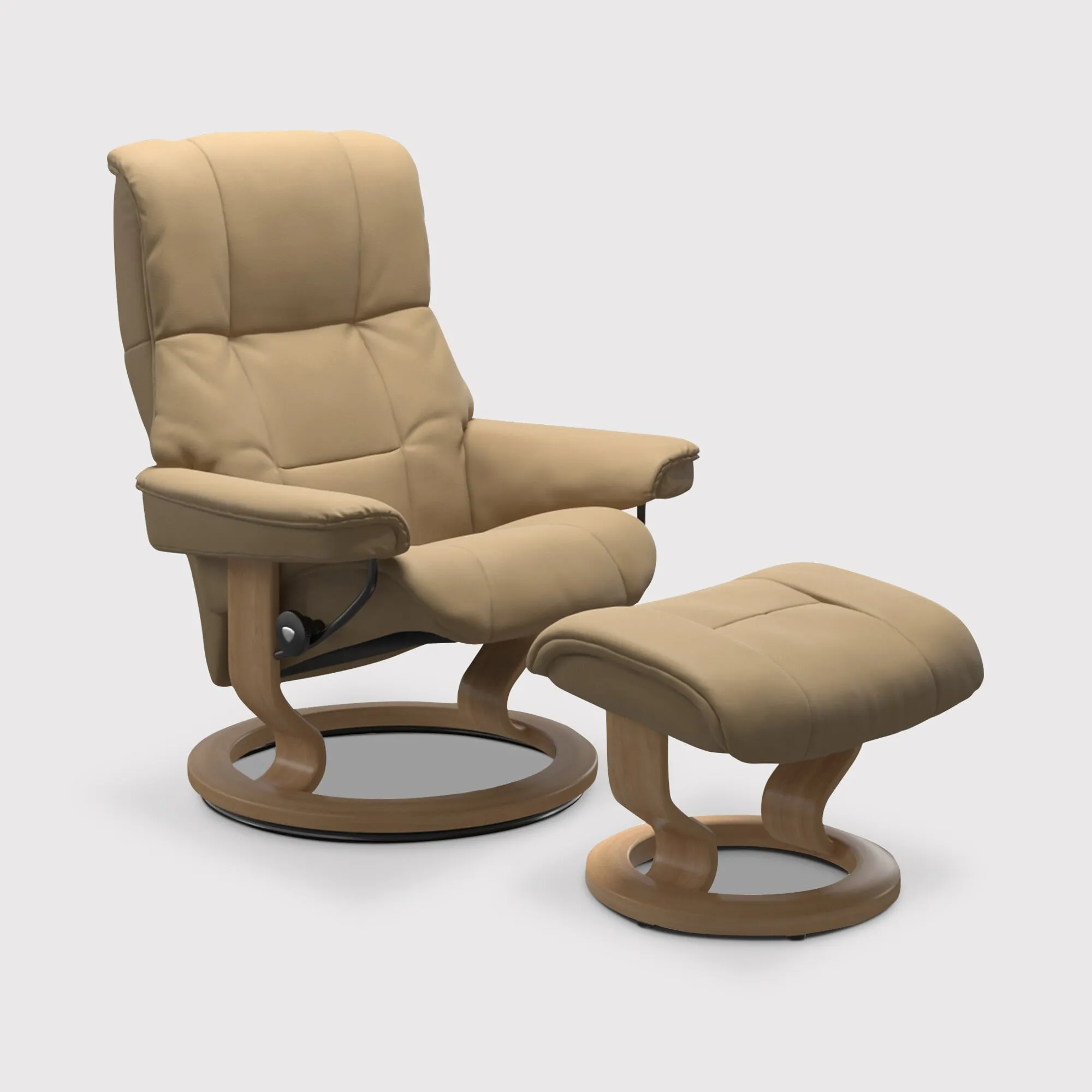 Stressless Mayfair Medium Recliner Chair & Footstool - Neutral, Leather