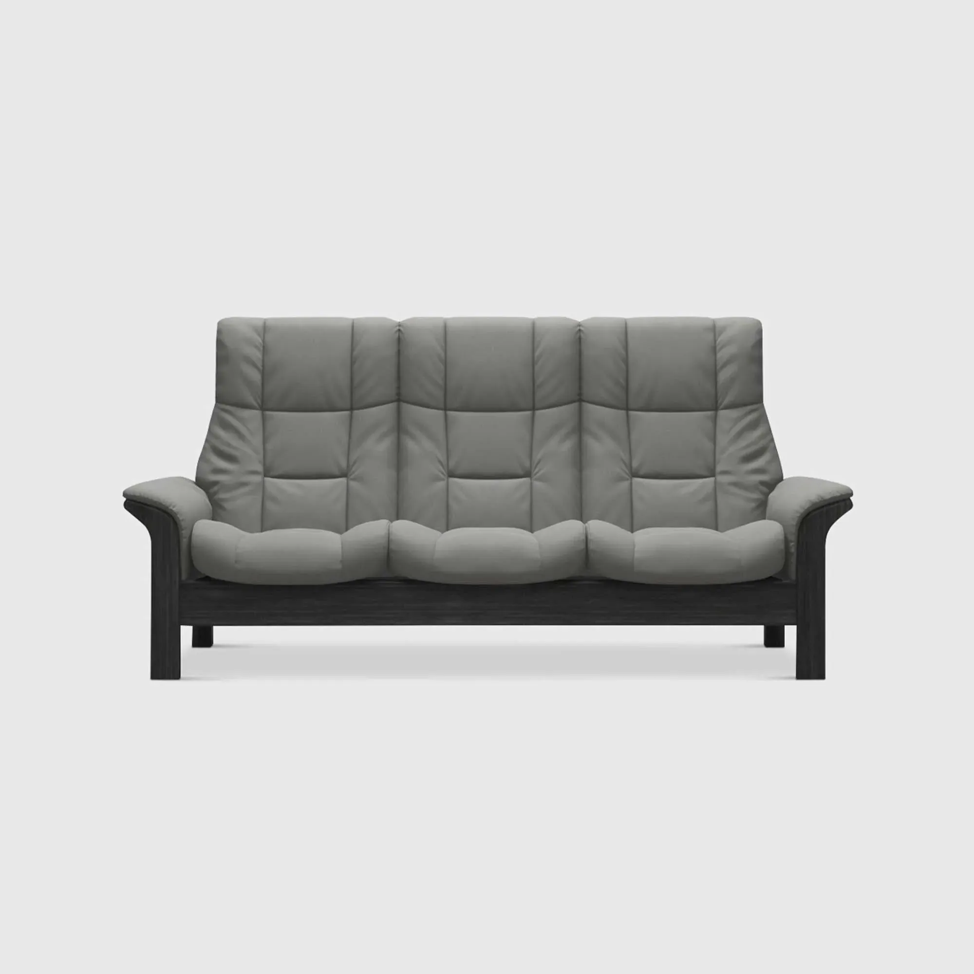 Stressless Windsor High Back 3-Seater Recliner - Grey, Leather