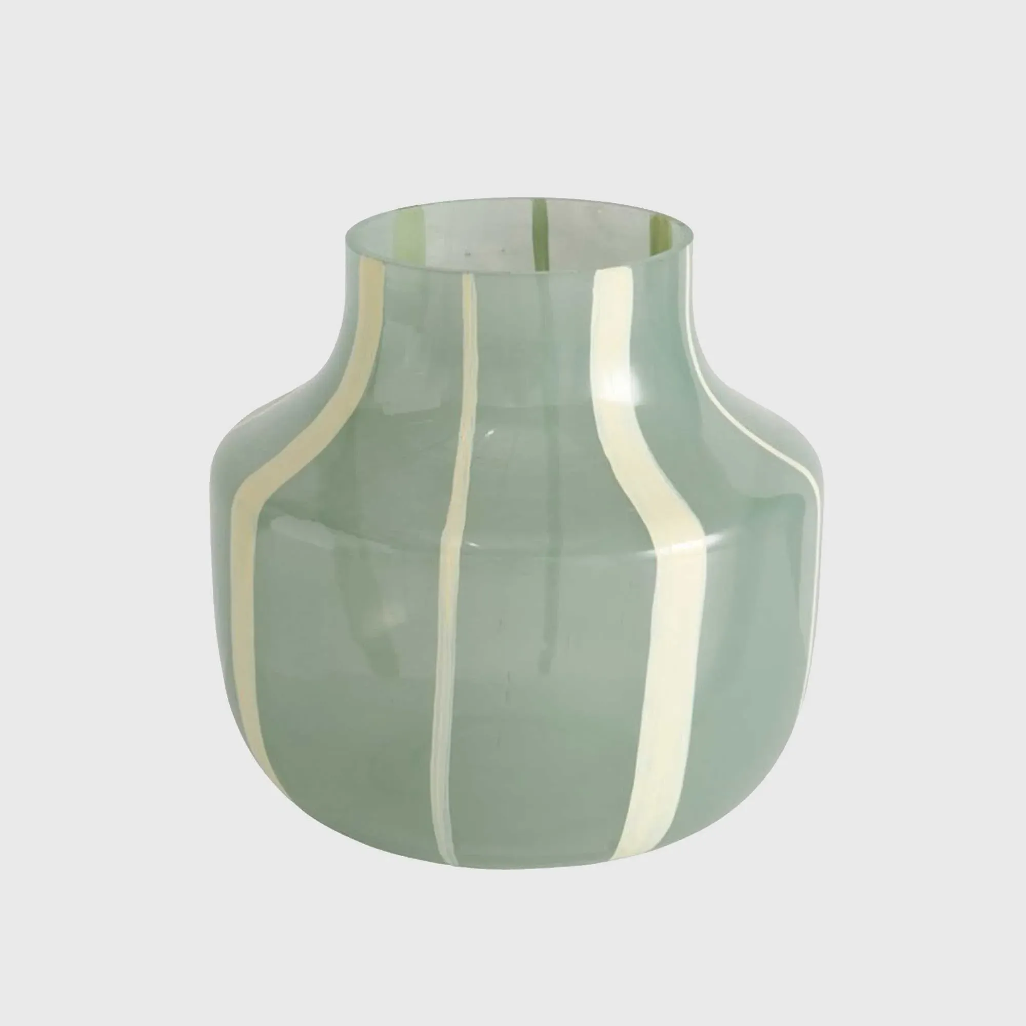 Striped Glass Vase - Green