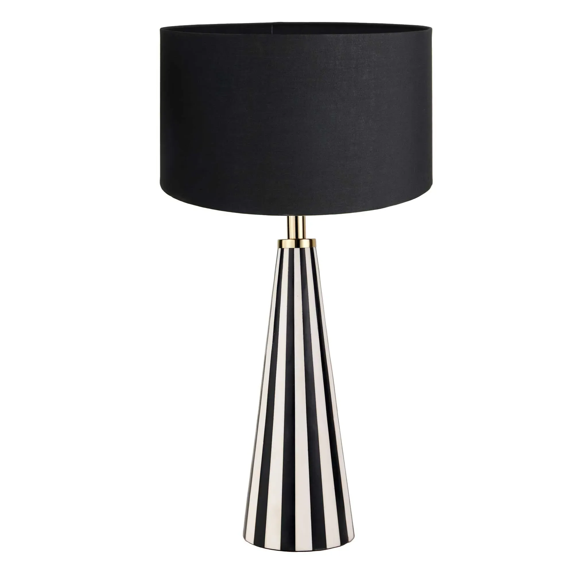 Striped Table Lamp - Black & White, Polyresin
