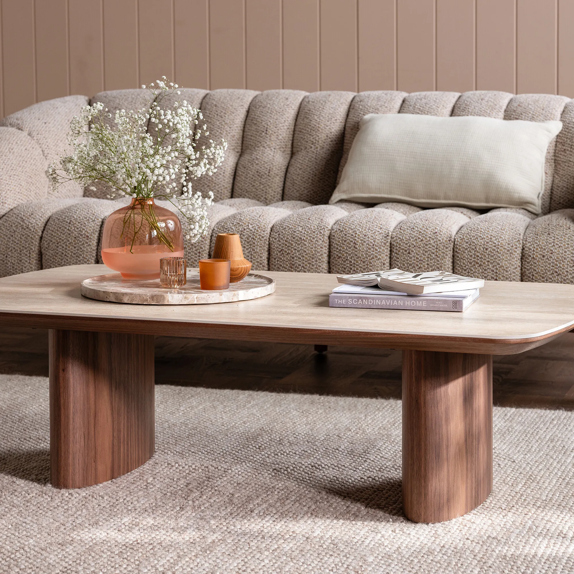 Sumida Coffee Table - Brown, Ceramic