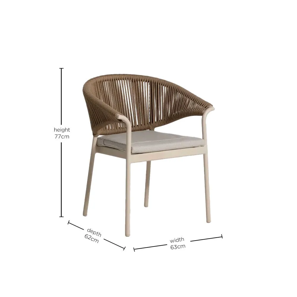 Sydney Garden Rope Back Dining Chair - White