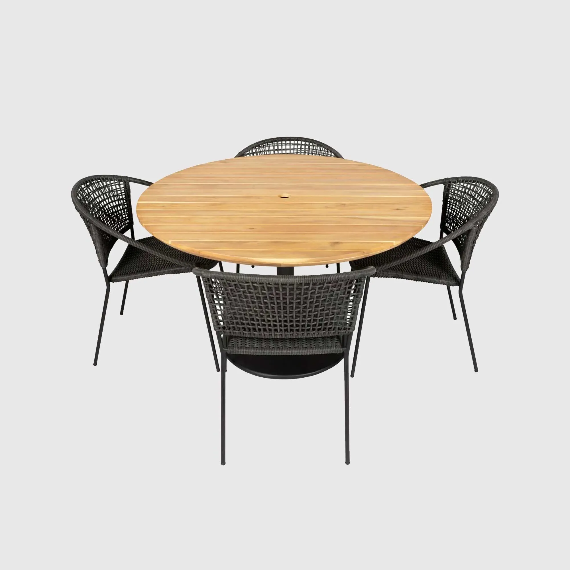 Taboga 4-Seater Outdoor Dining Set - Black, Teak