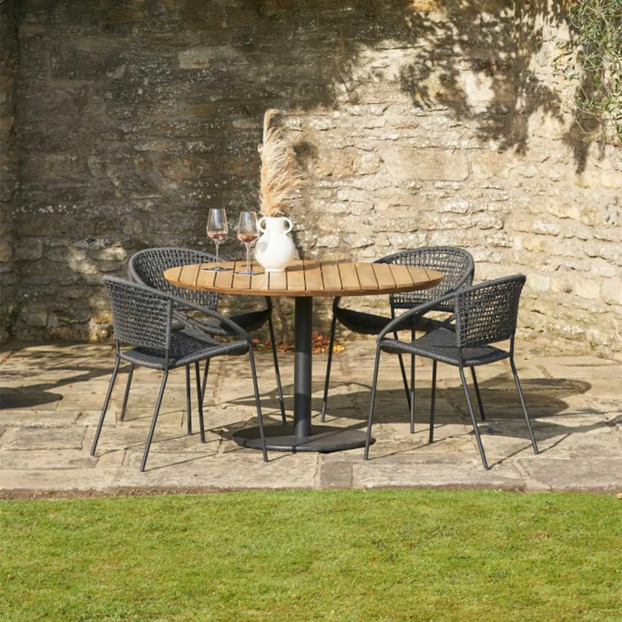 Taboga 4-Seater Outdoor Dining Set - Black, Teak image