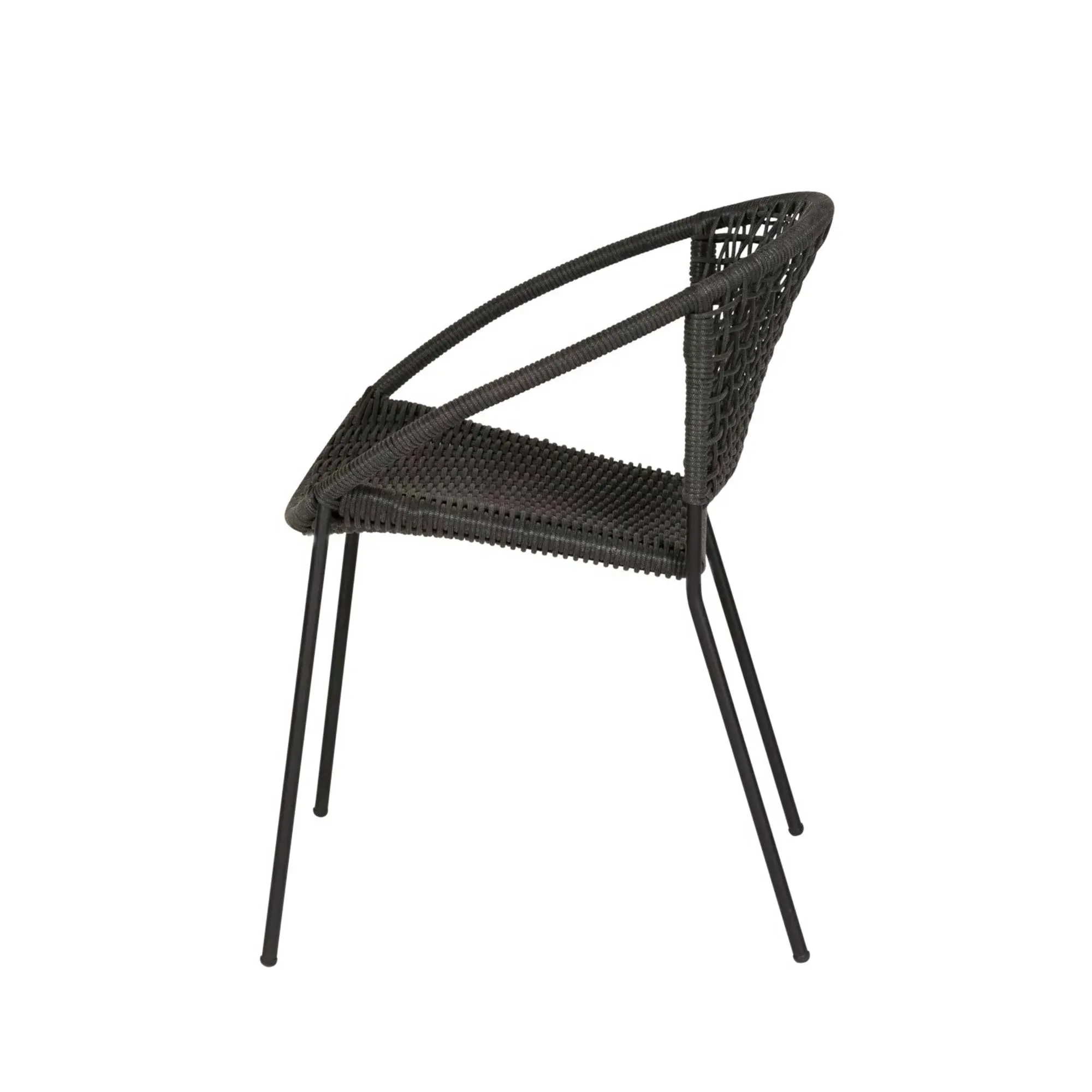 Taboga Round Outdoor Bistro Dining Set - Black, Teak