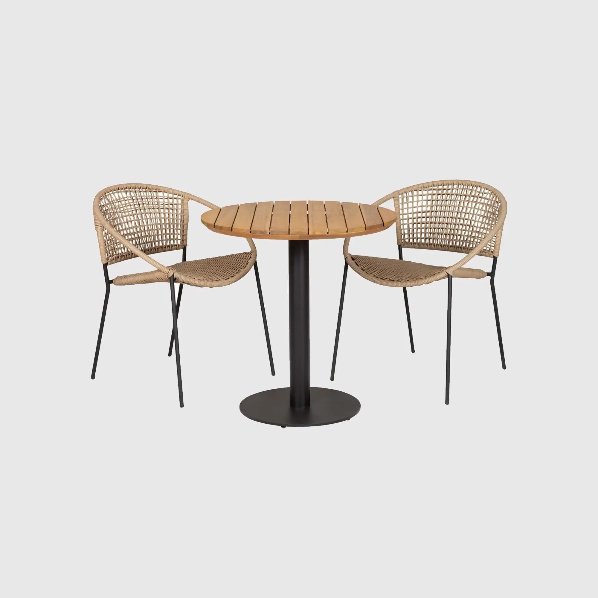 Taboga Round Outdoor Bistro Dining Set - Neutral, Teak