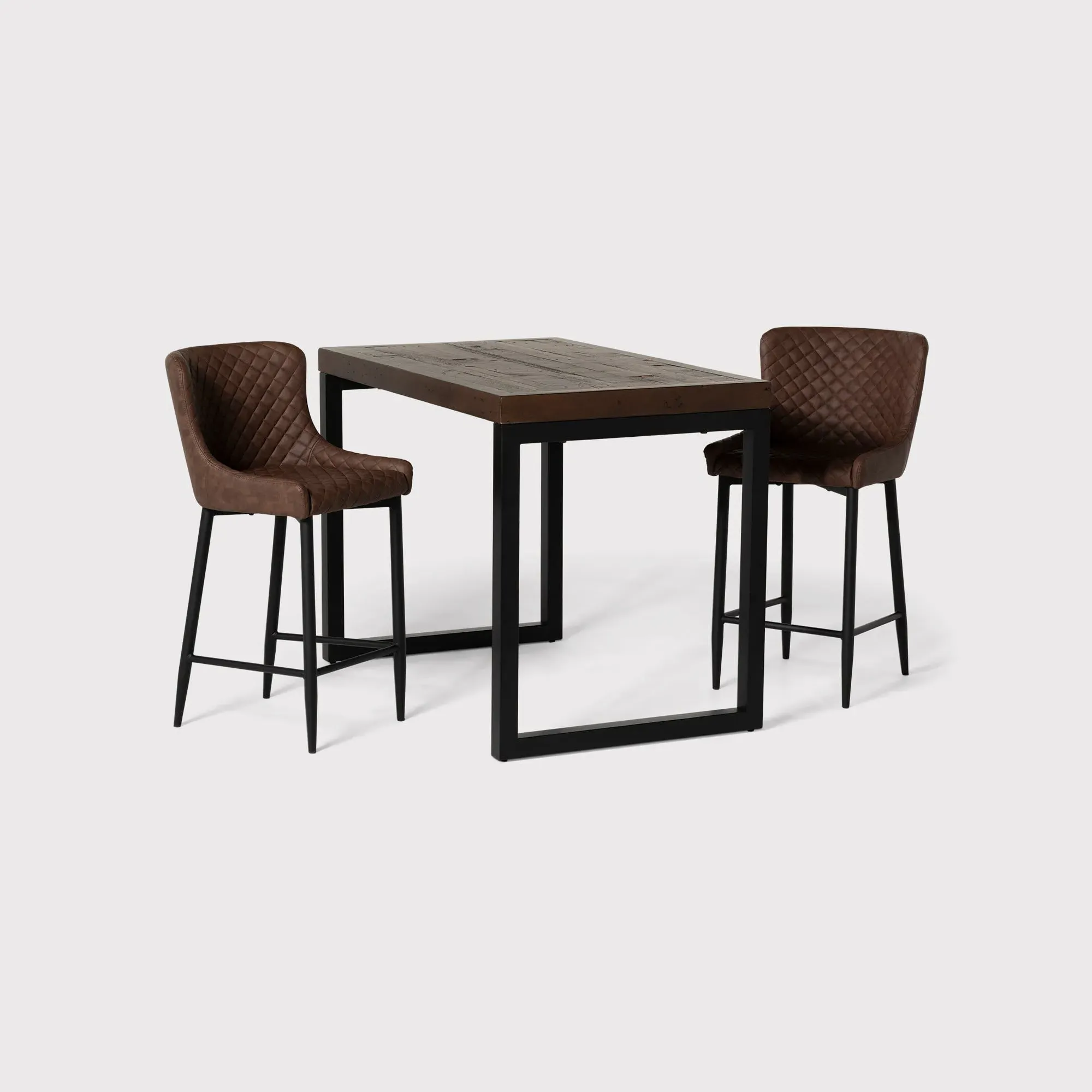 Tacoma Bar Table & 2 Rivington Counter Stools - Brown, Wood